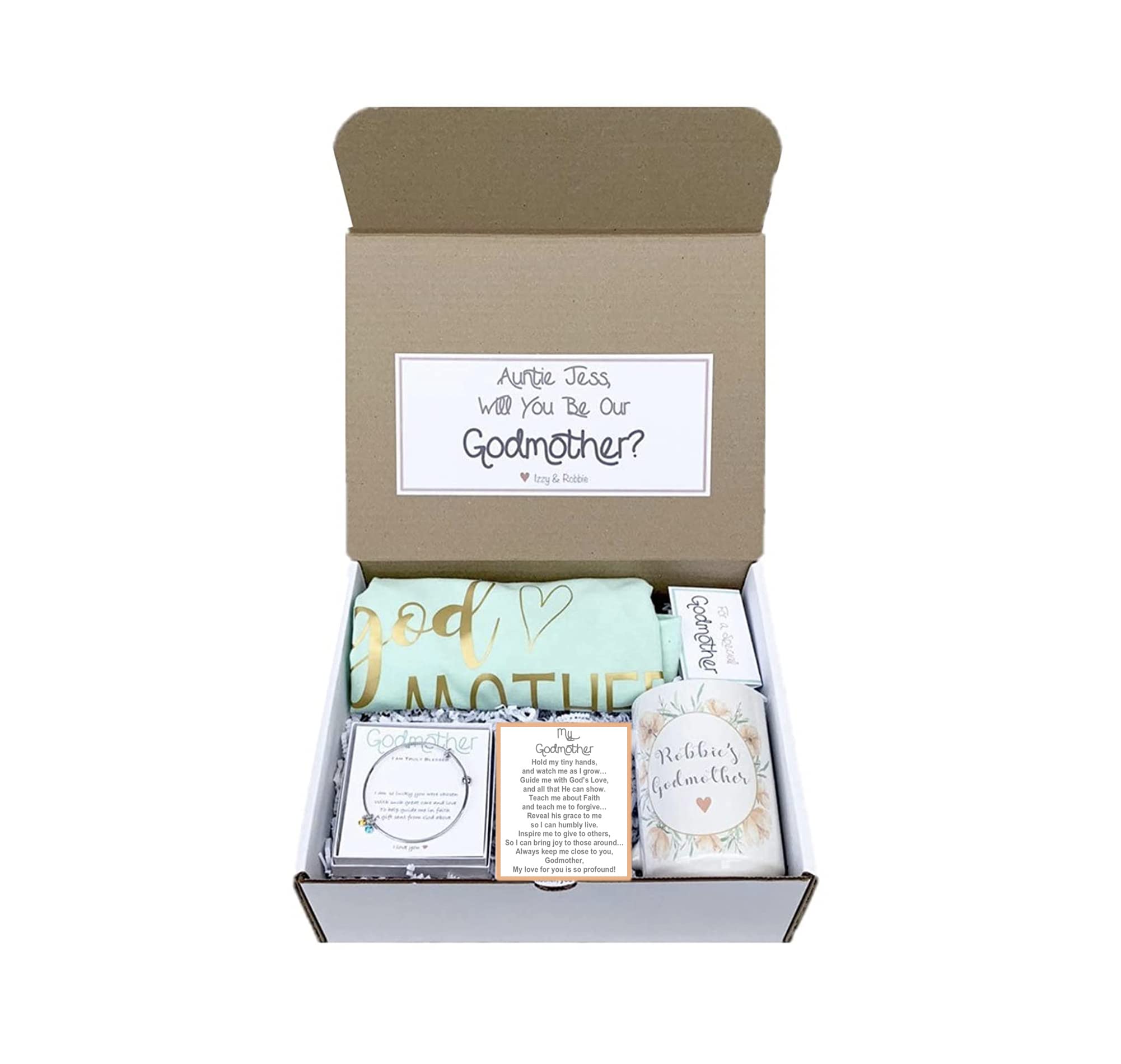 Personalized Godmother Gift Box - Custom Will You Be My Godmother Proposal Set - Perfect for Baptism, Christening & Special Occasions