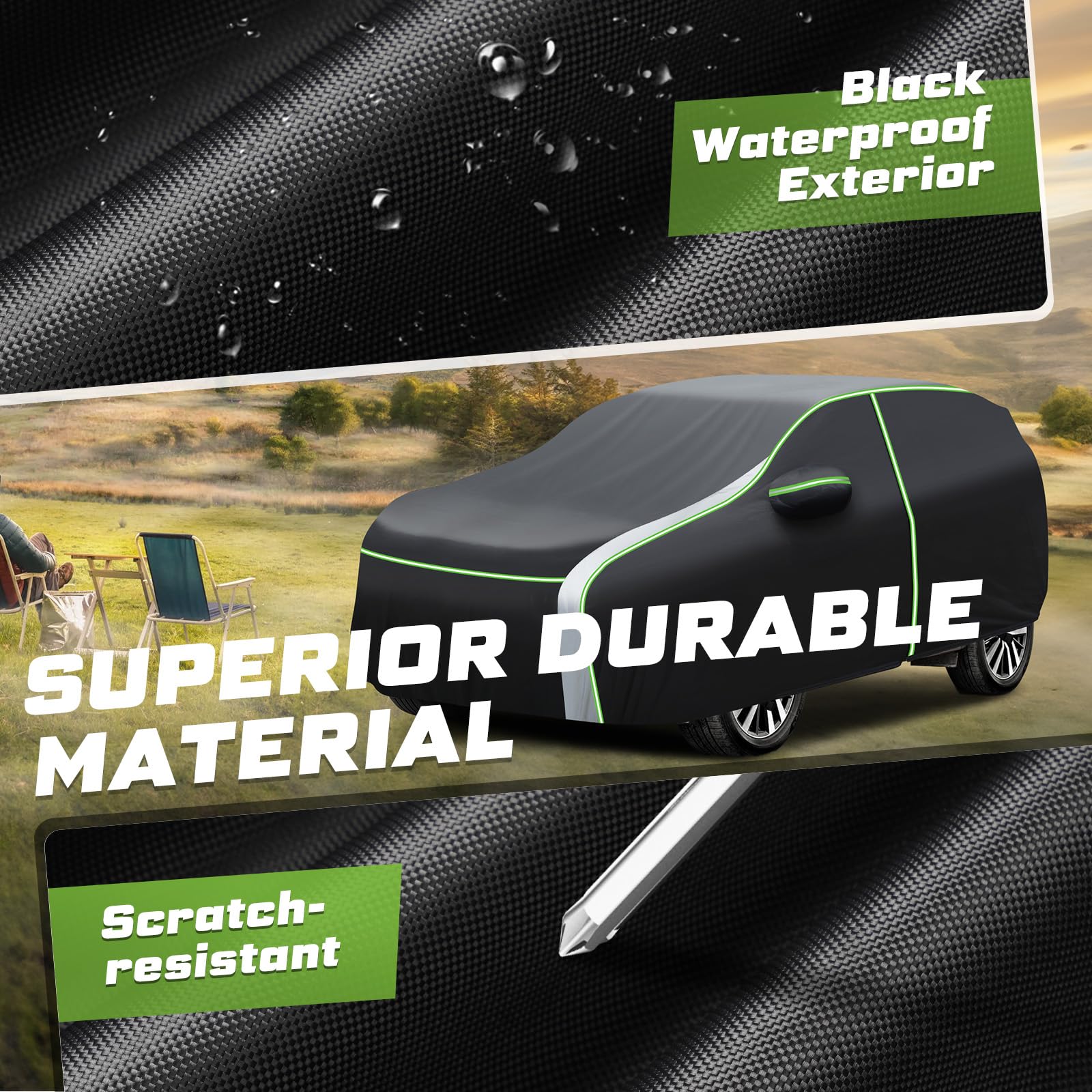 Mixsuper All-Weather Waterproof Car Cover for Toyota RAV4 (1994-2025) - Full Protection Outdoor Car Cover with Zipper Door & Reflective Strips - Perfect for Parking, Travel, and Extreme Weather Protection