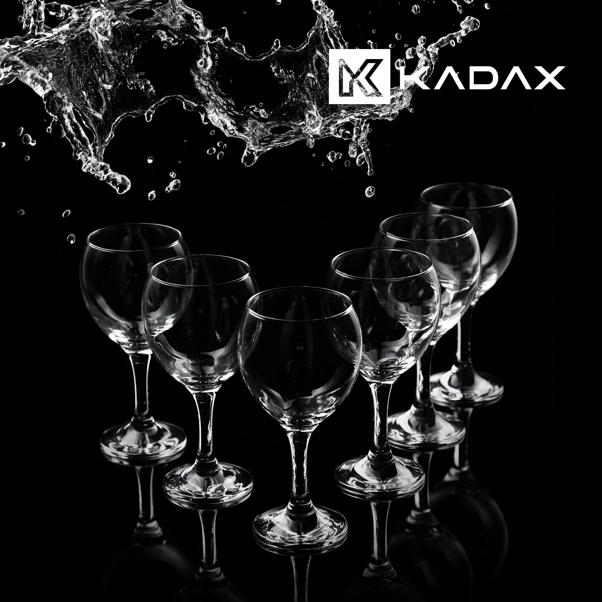 Premium KADAX Wine Glasses Set - 6 Elegant 260ml Dishwasher Safe Crystal Clear Glasses for Red Wine, White Wine & Sparkling Champagne - Perfect for Dinner Parties, Weddings & Home Entertaining