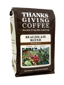 Beaujolais Blend Dark Roast Whole Bean Coffee - Premium Thanksgiving Coffee Gift - 12oz Bag for Holiday Gatherings & Cozy Mornings