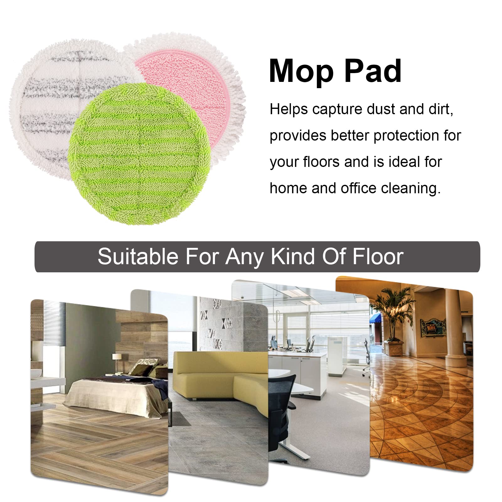 6 Pack Replacement Electric Mop Pads for G700 & P700 Mop - 6.3 Inch Washable Cleaning & Waxing Pads - Perfect for Hardwood Floors, Tile, and Laminate Surfaces
