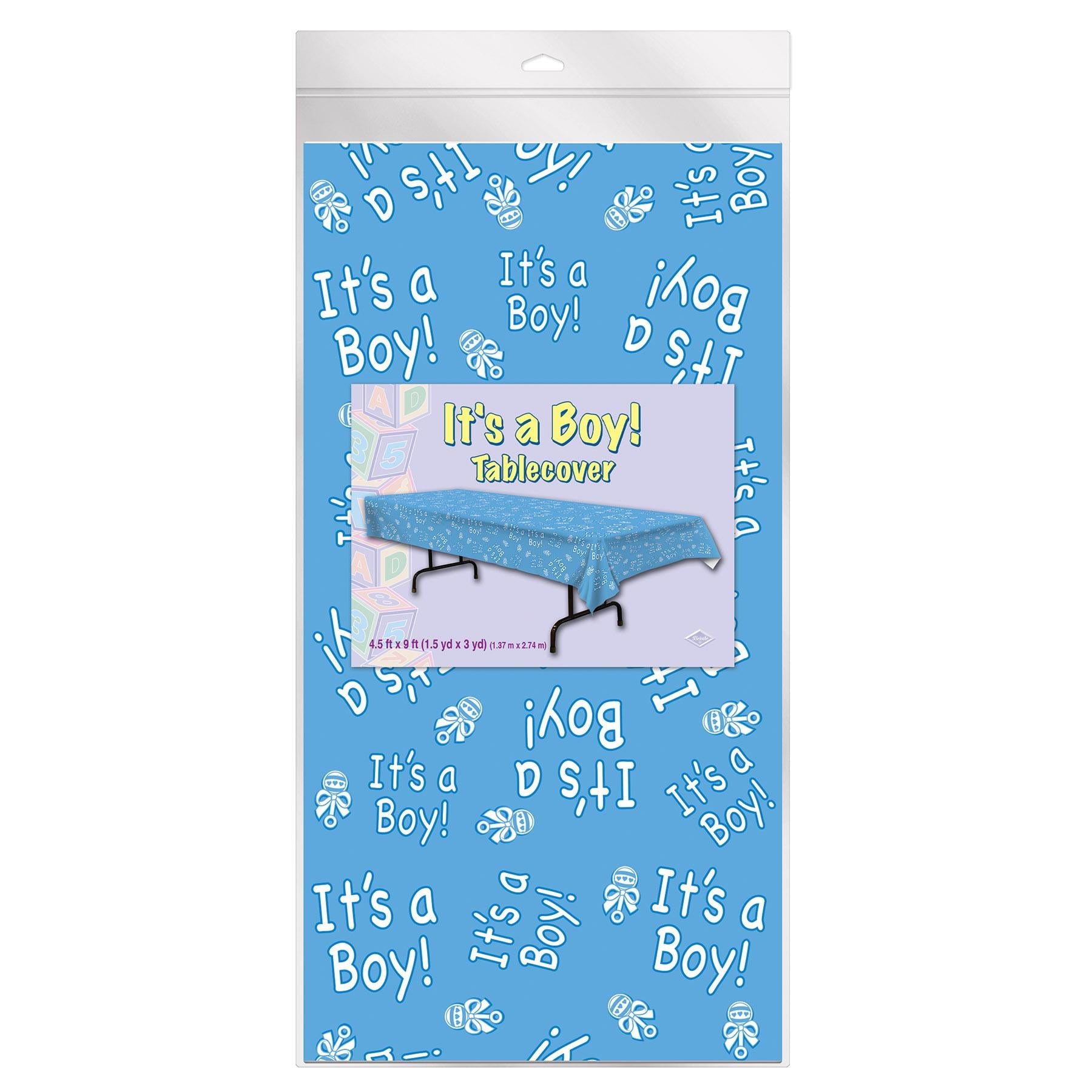 12 Pack Beistle It's A Boy! Baby Shower Table Covers - Blue & White Themed Party Decorations for Gender Reveal, Newborn Celebration and Nursery Decor