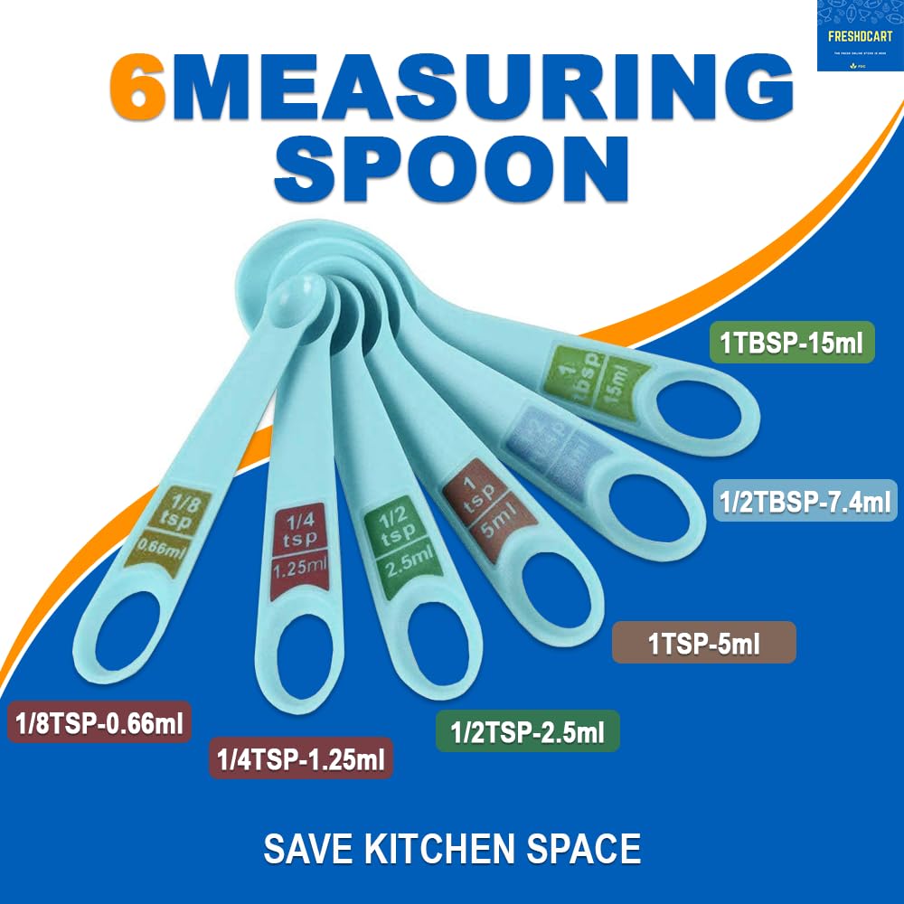 Sky Blue Measuring Cups and Spoons Set - 12 Piece Plastic Baking Tools for Cooking, Cake Decorating & Kitchen Measurements | Perfect for Home Bakers & Professional Chefs