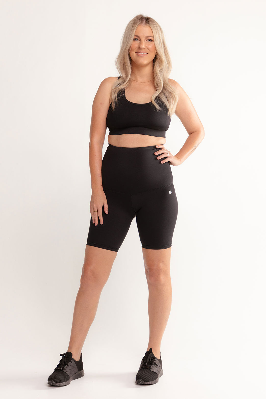 Postpartum Recovery Bike Shorts for Women - High Waisted Black Maternity Cycling Shorts - Comfortable & Breathable for Post Pregnancy Workouts, Yoga & Daily Wear
