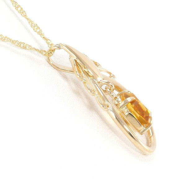 18K Yellow Gold Citrine Pendant Necklace for Women - Elegant Birthstone Jewelry Gift for Birthday, Anniversary & Special Occasions