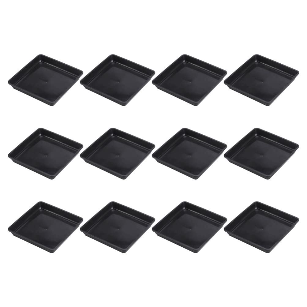 DOITOOL 12-Pack 12 Inch Square Plant Saucers - Drip Trays for Flower Pots, Water Plates & Planters - Indoor & Outdoor Garden Plant Trays for Potted Plants | Perfect for Balcony, Patio, and Greenhouses