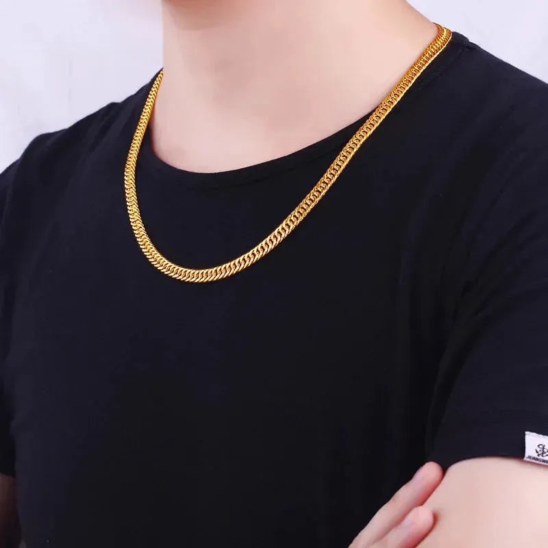 24K Pure Gold Necklace for Men - Real AU 999 Solid Gold Chain - Classic Upscale Jewelry - Elegant Gift for Him - Perfect for Weddings, Anniversaries & Special Occasions - New 2023 Collection