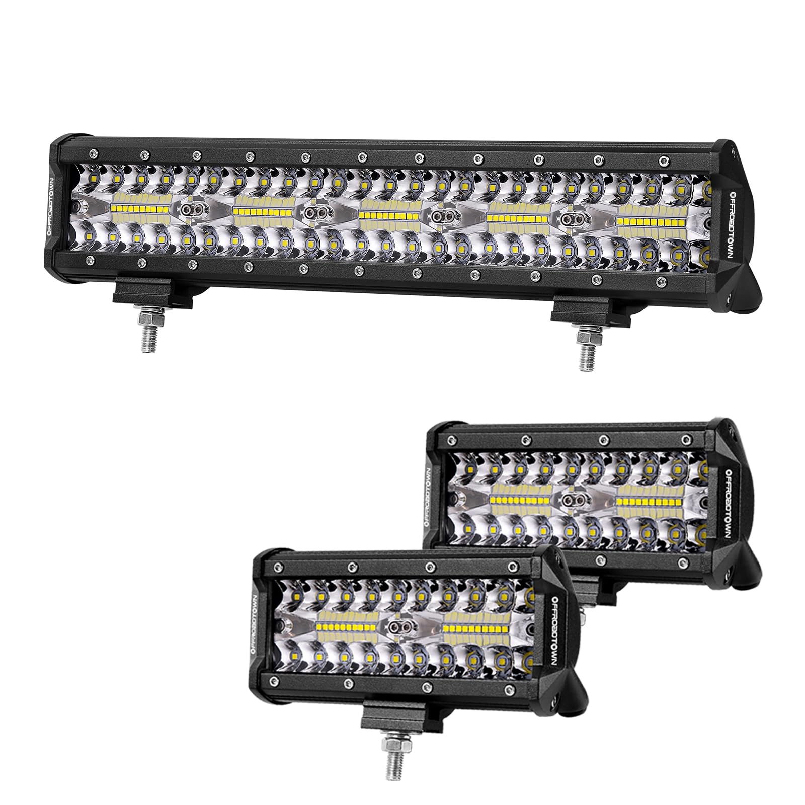 OFFROADTOWN 18 Inch LED Light Bar with 6 Inch Spotlights - Waterproof Off-Road Lighting for Trucks, Jeeps, ATVs & UTVs | Perfect for Night Driving, Camping & Outdoor Adventures