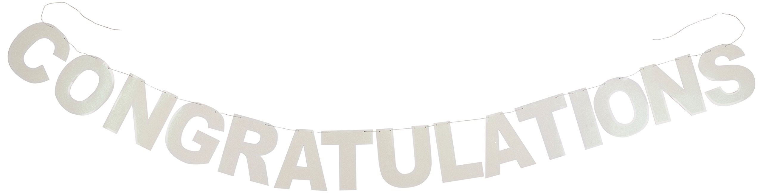 Glittered Congratulations Streamer - Party Decorations for Birthdays, Graduations & Celebrations (1 Count, 1/Pkg) - Perfect for Home Parties & Event Decor