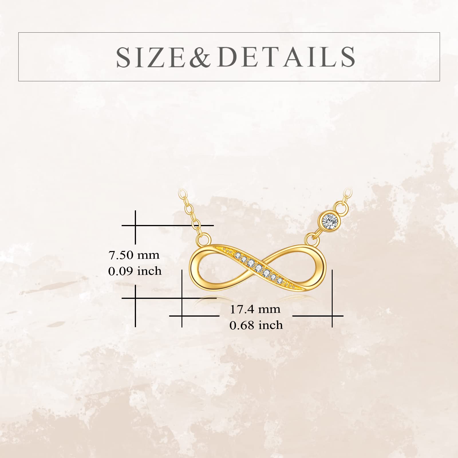 14K Solid Gold Infinity Necklace with Moissanite Pendant - 14K Real Gold Jewelry for Women, Anniversary & Birthday Gift - Perfect for Weddings, Date Nights & Special Occasions