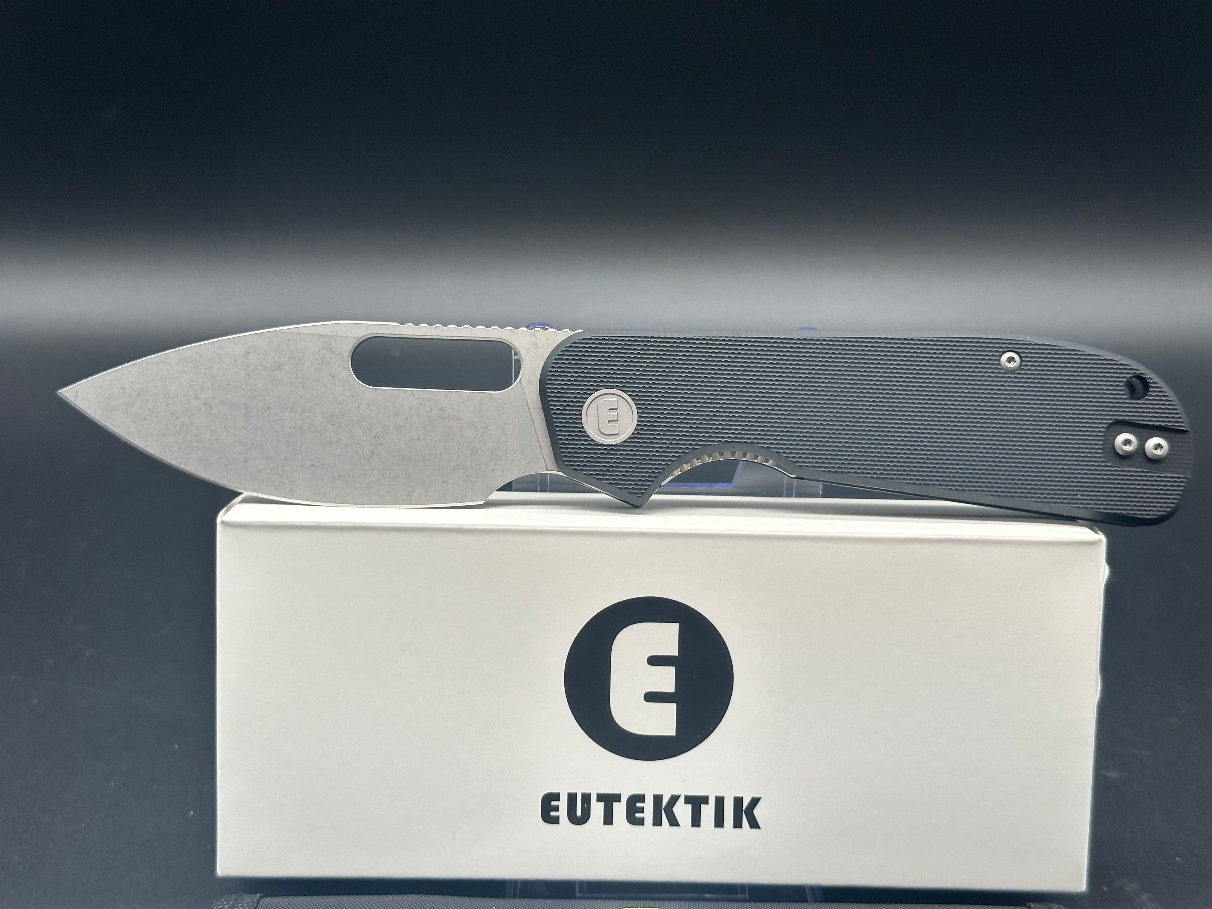 Premium Eutektik EFD Black Stonewashed Pocket Knife with LTK Koozie, Patch & Sticker Set - Perfect for Camping, Hiking & Outdoor Adventures
