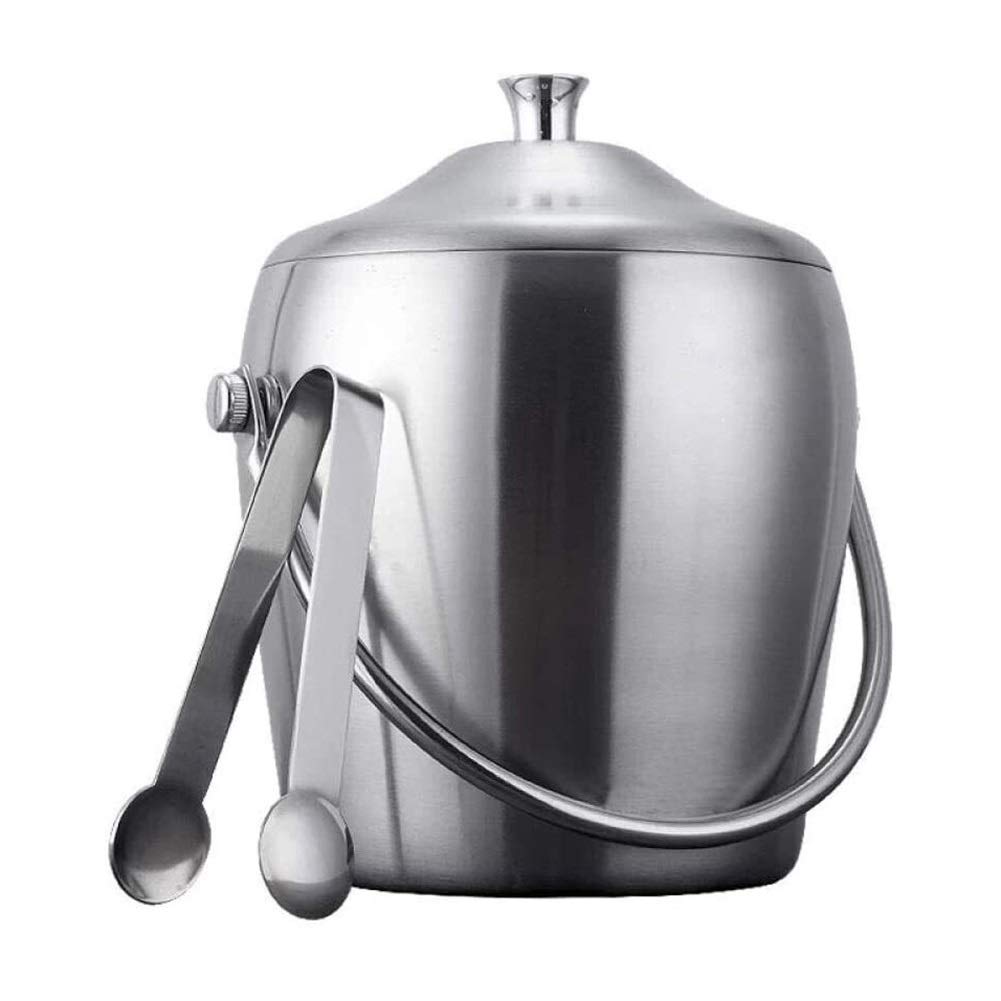 Stainless Steel Ice Bucket - 1.2L Double-Wall Insulated Ice Cube Holder for Beer, Champagne & Drinks - Outdoor Party, BBQ, Picnic & Home Bar Accessories