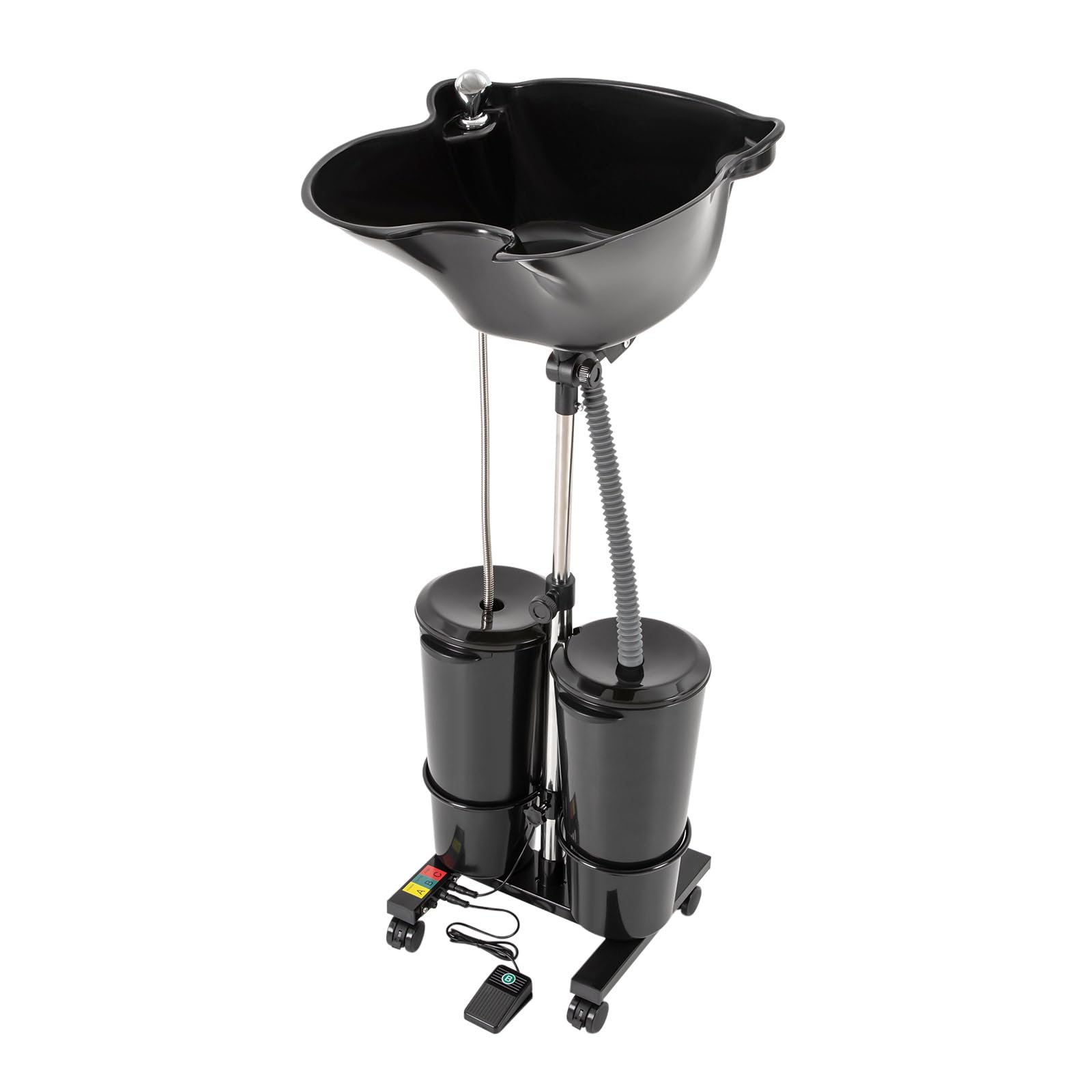 Adjustable Electric Portable Shampoo Bowl - Salon Hair Washing Sink with 2 Buckets, Wheels & Height/Angle Control | Mobile Hair Washing Station for Home Salon, Pet Grooming & Beauty Services