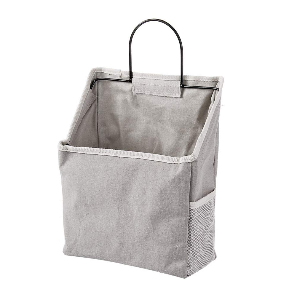 DOITOOL Large Hanging Fabric Storage Bag - Wall Mounted Organizer for Magazines, Books & Travel Essentials - Space Saving Grey Cloth Pouch for Home, Office & Travel Organization (Upgraded Version)