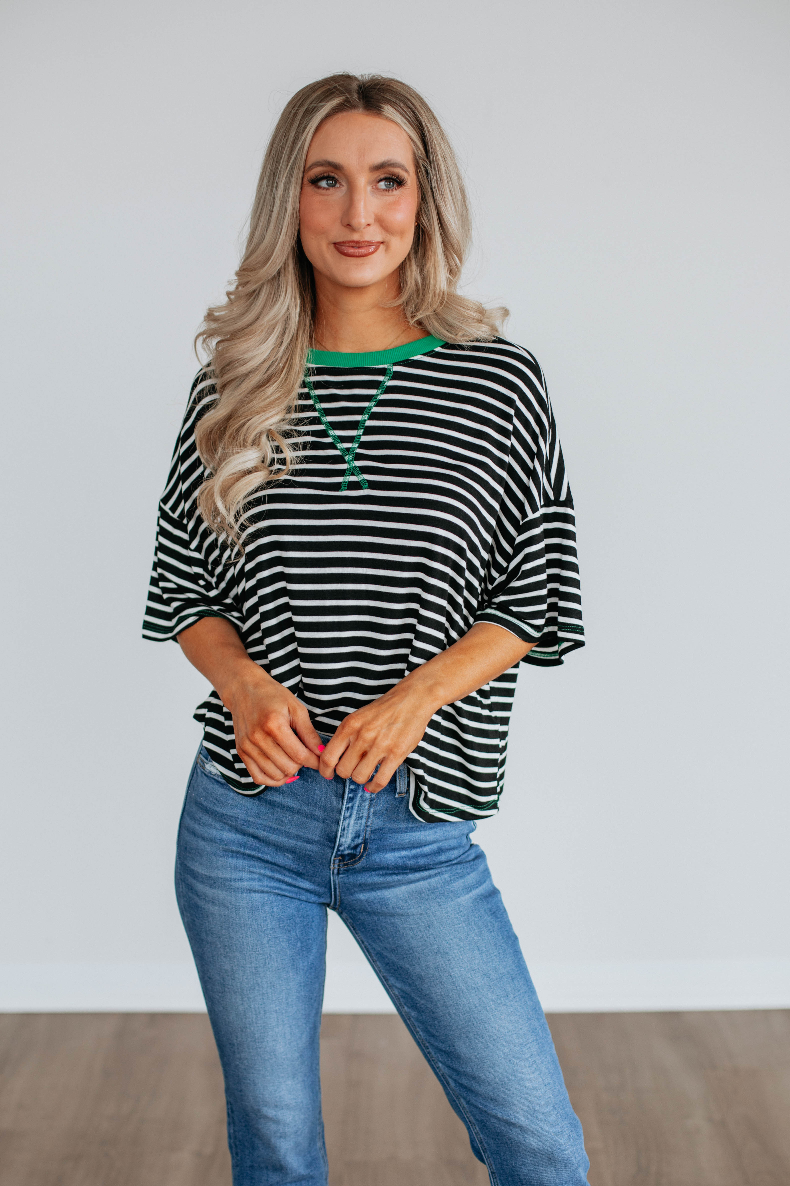 Stylish Cale Striped Top in Black Mix - Perfect for Casual Outings & Everyday Wear