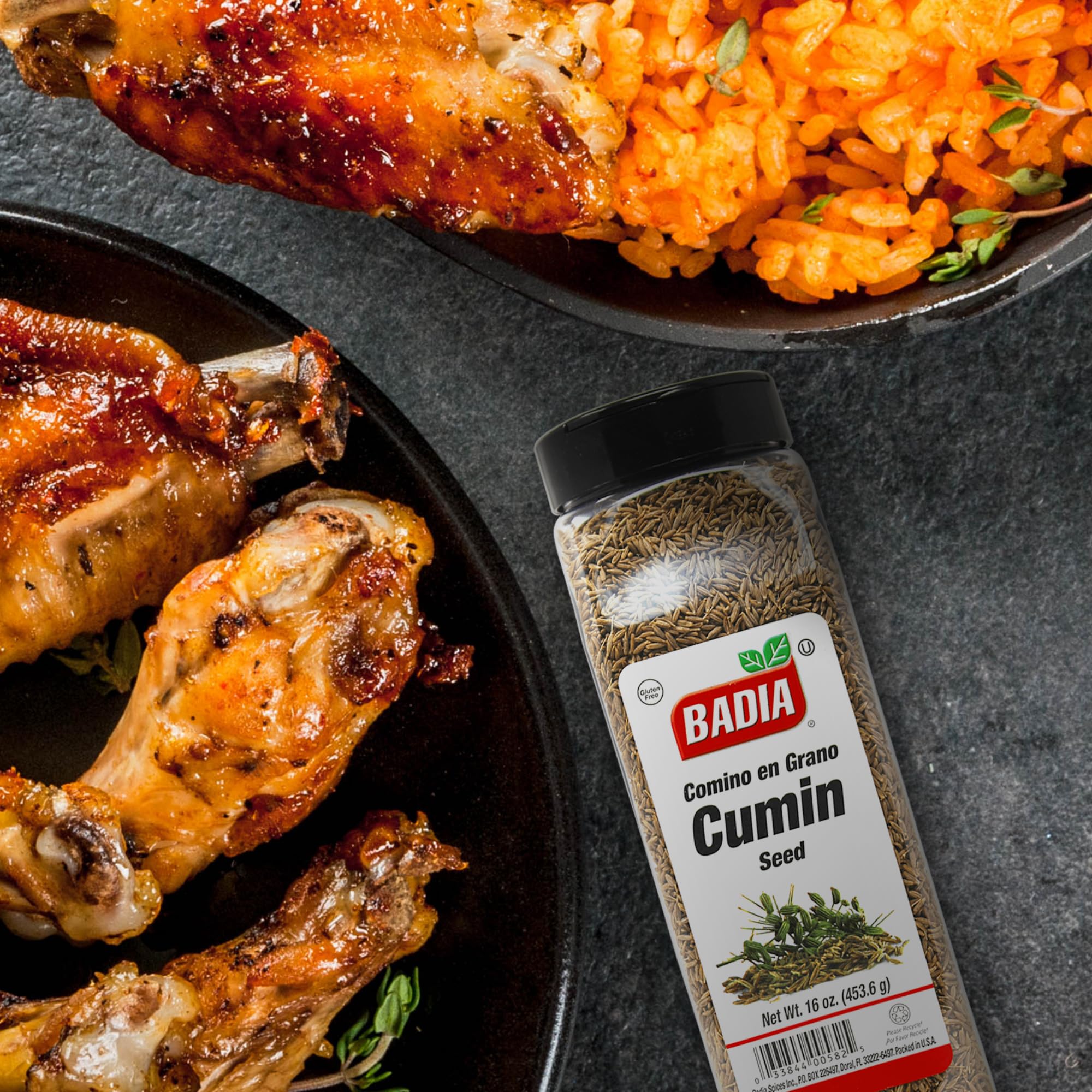 Badia Cumin Seeds 16 oz - Whole Cumin Seeds for Cooking, Spice Blends & Seasonings | Aromatic Flavor for Mexican, Indian & Middle Eastern Cuisine | Perfect for Tacos, Curries & Hummus