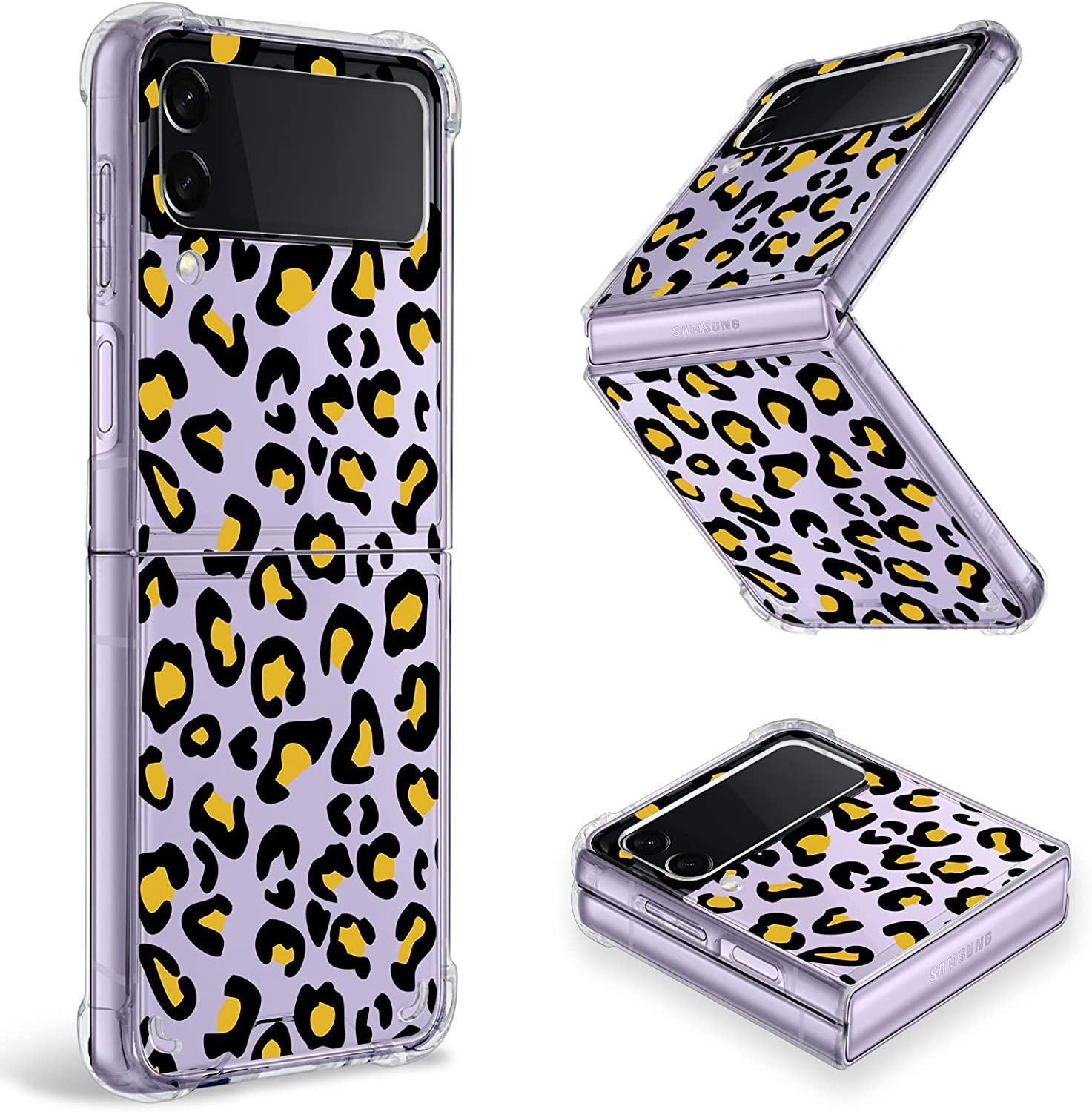 Samsung Galaxy Z Flip 4 Case - Black Leopard Clear Protective Cover with Shockproof Design | Perfect for Everyday Use, Travel & Outdoor Activities