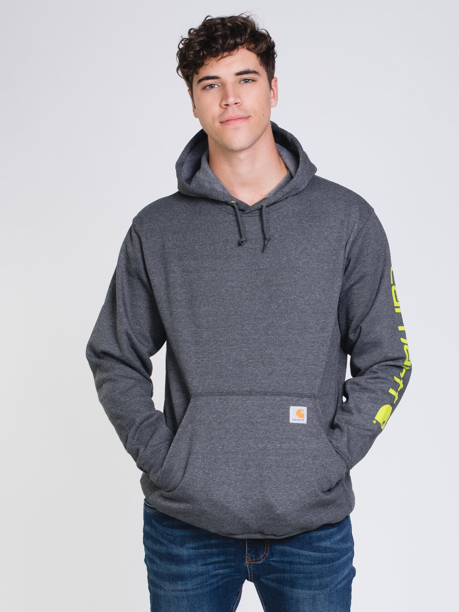 Carhartt Sleeve Pullover Hoodie for Men & Women - Warm Fleece-Lined Sweatshirt for Outdoor Work & Casual Wear