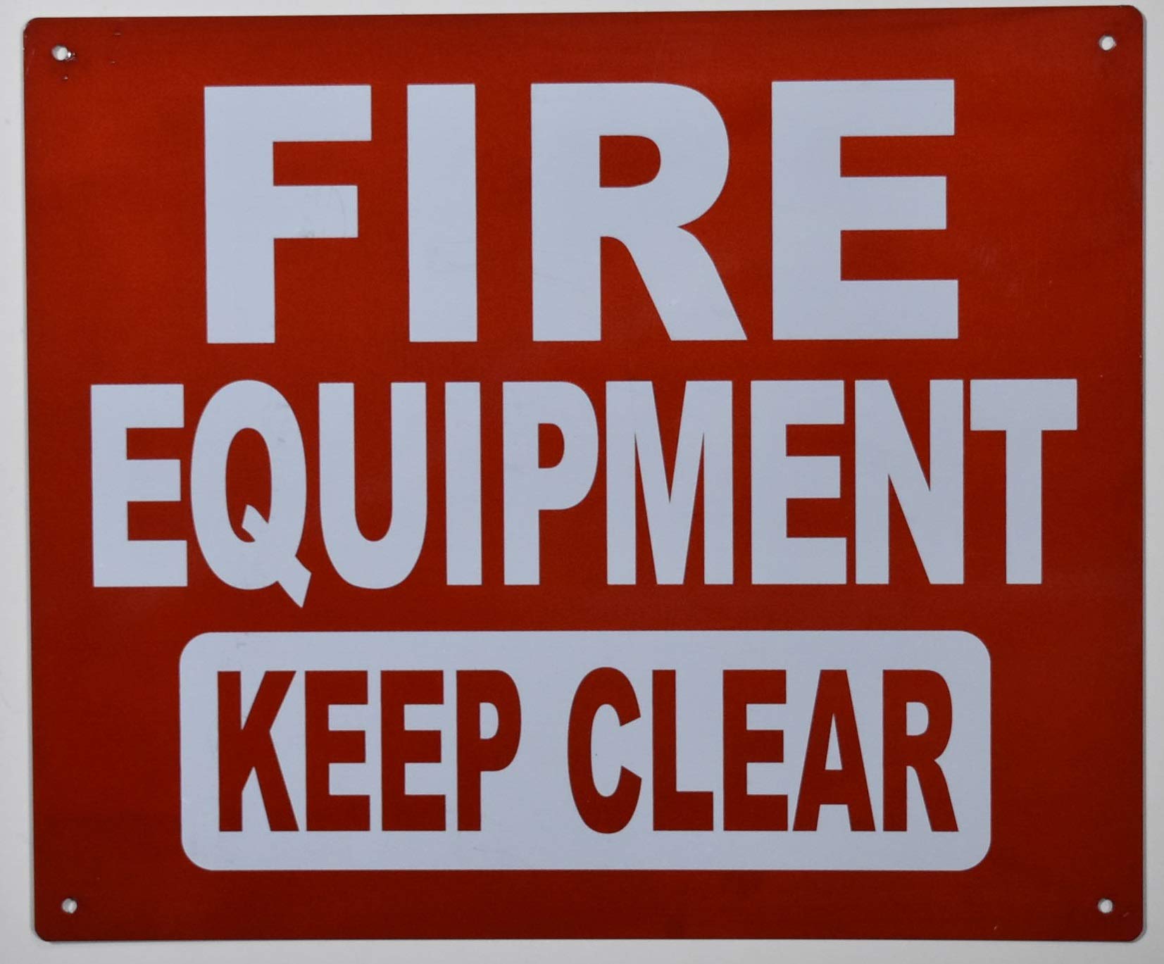 FIRE Equipment Keep Clear Sign - Reflective Aluminum 10x12 Inches, Red Safety Warning for Emergency Exits & Hazard Zones