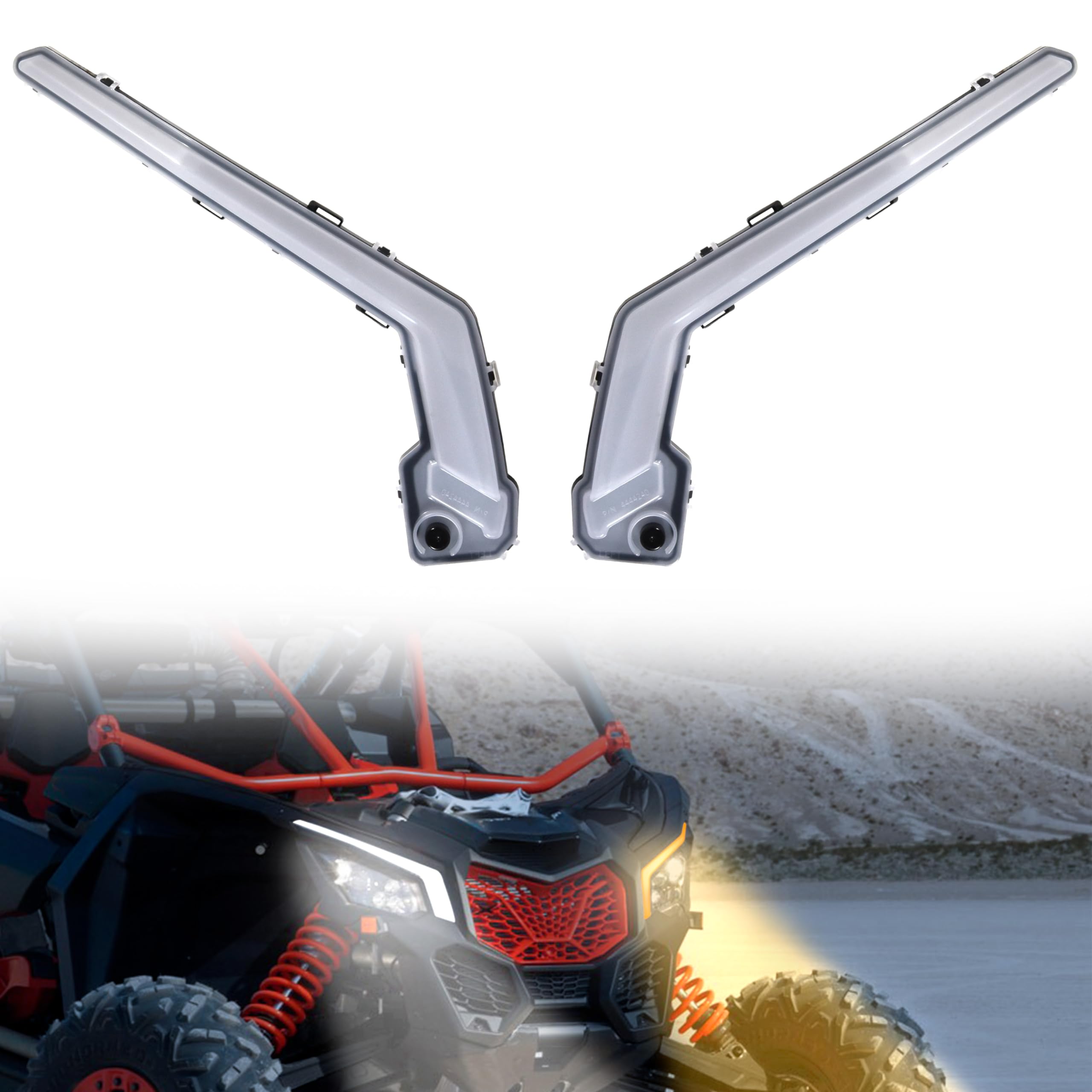 SAUTVS X3 LED Front Signature Fang Lights & Turn Signal Assembly for Can-Am Maverick X3 XDS XRS Max Turbo R Trail Sport (2017-2025) - Replacement Parts #710004994 & 710004995 - Perfect for Off-Road Adventures & Nighttime Trail Riding