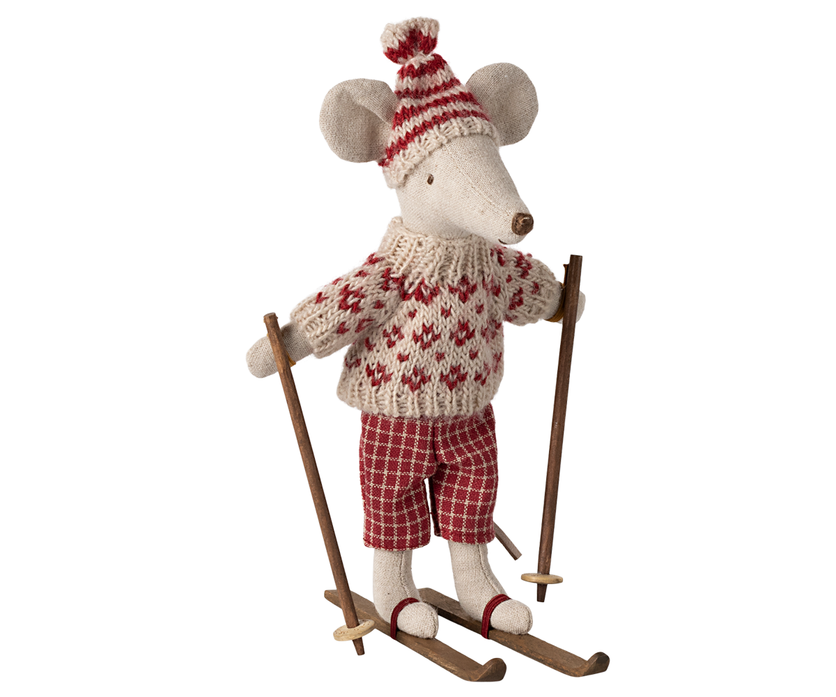 2024 Winter Mouse with Ski Set - Cute Plush Toy for Kids & Collectors - Perfect for Christmas Gifts, Home Decor, and Snow-Themed Parties