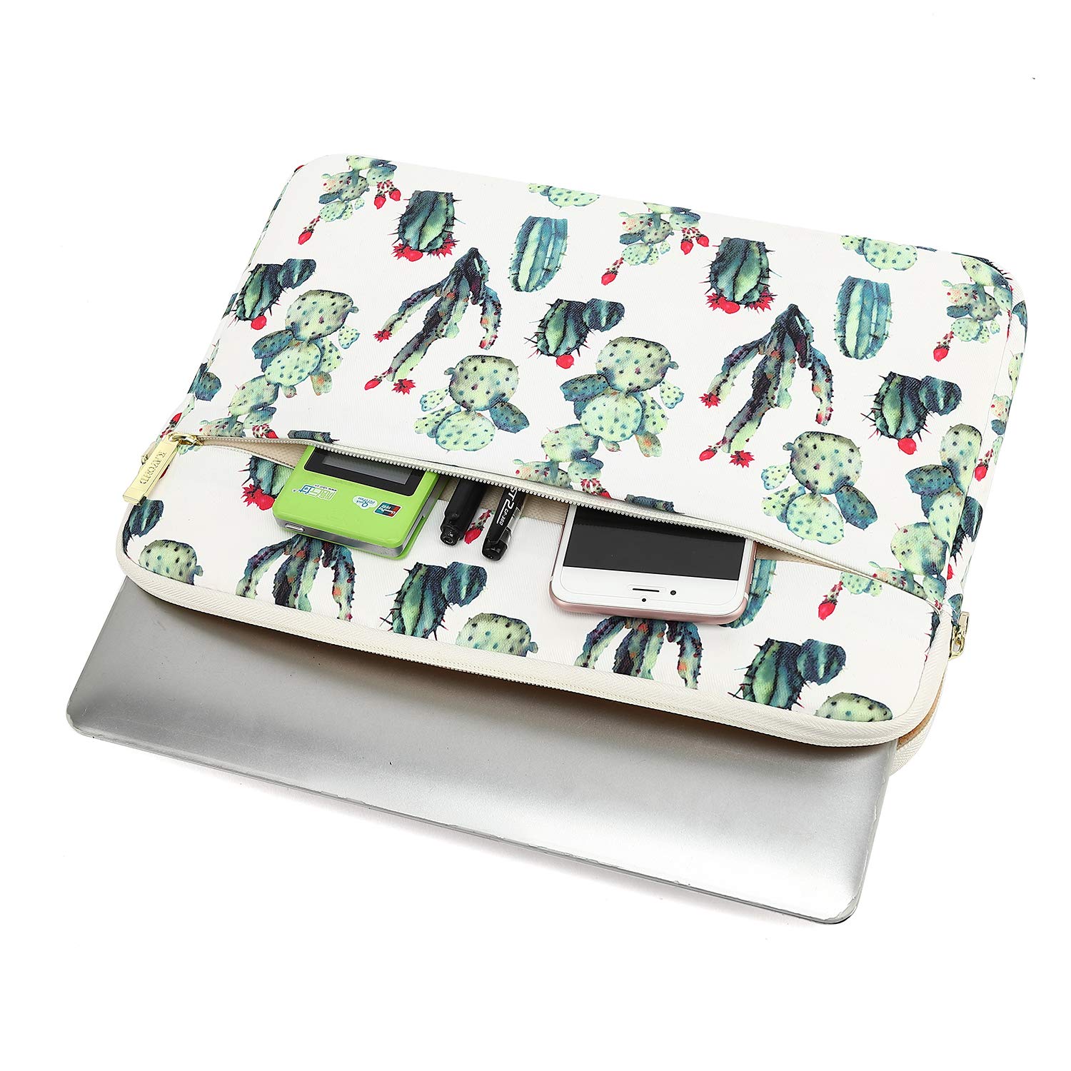 KAYOND 15-15.6 Inch Laptop Sleeve Case for MacBook Pro 15.4/16 & MacBook Air 15.4 - Water Resistant Shockproof Protective Bag with Cactus Design - Perfect for Travel, Office & School Use
