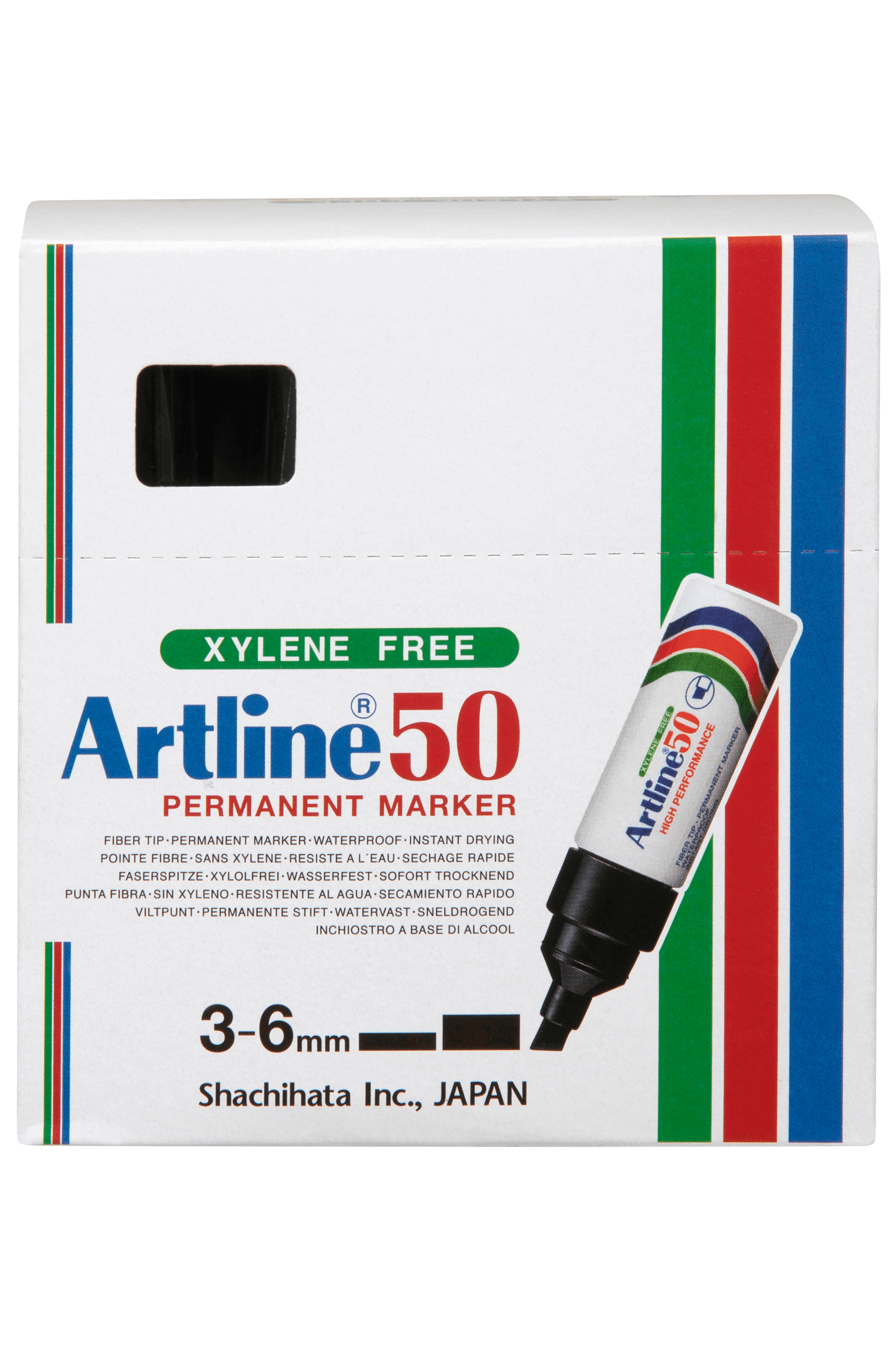 Artline 50 Chisel Nip Permanent Markers - Black (12-Pack) - Ideal for Labeling, Crafting, and Office Use