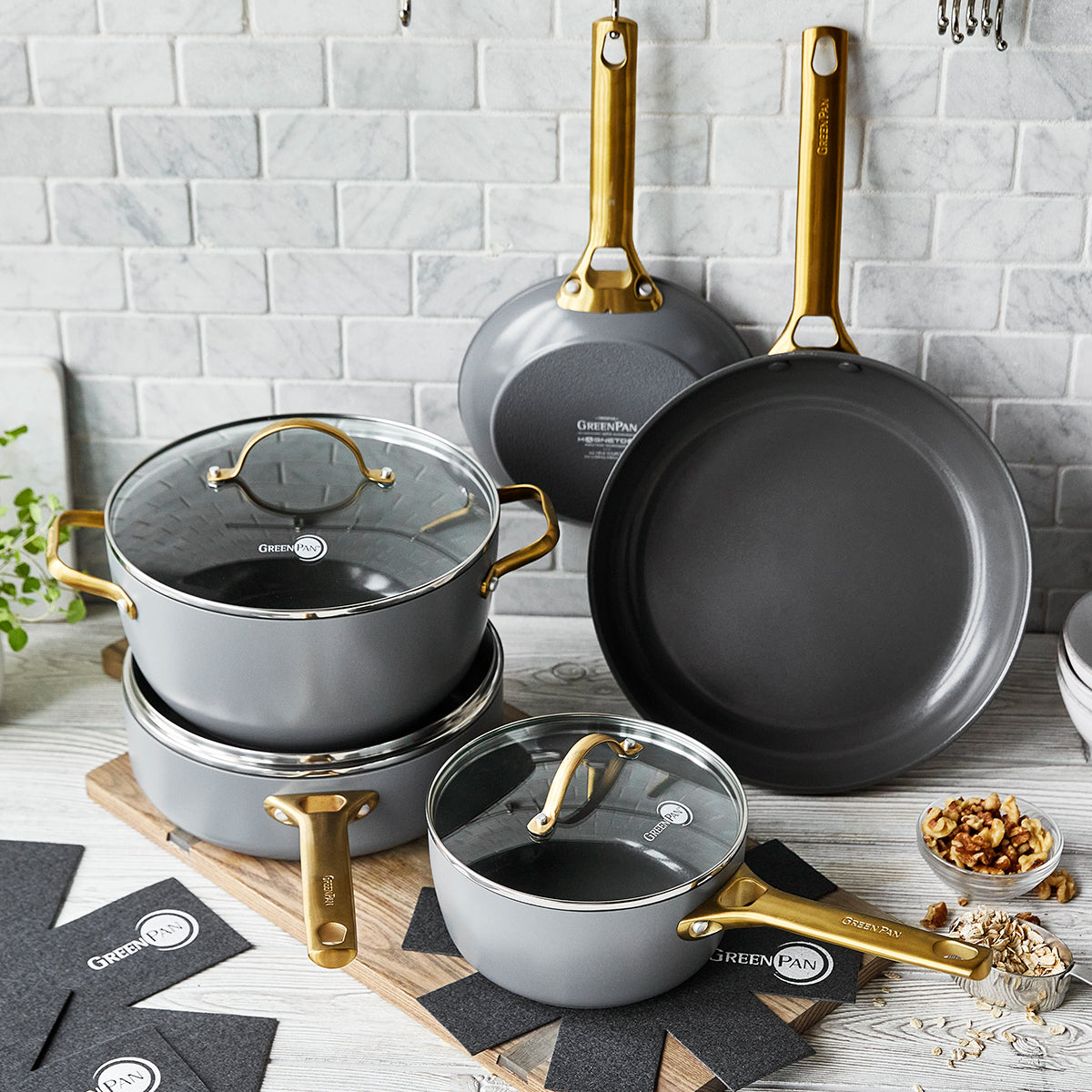 Premium Reserve Ceramic Nonstick 8-Piece Cookware Set - Charcoal Gray | Eco-Friendly, Scratch-Resistant Pots & Pans for Healthy Cooking | Perfect for Induction, Gas & Electric Stovetops