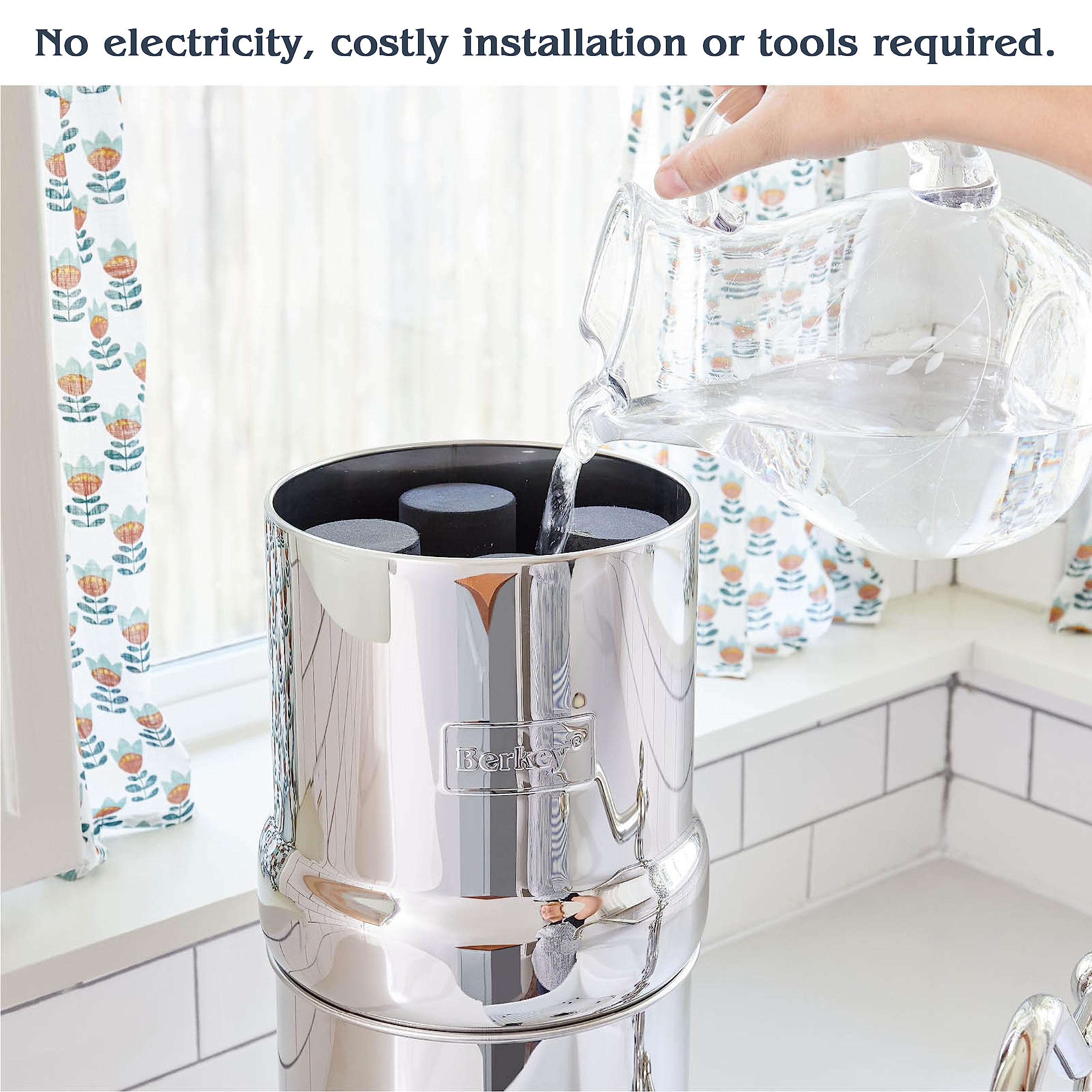 Big Berkey BB9-2 2.25 Gallon Stainless Steel Gravity Water Filter System with 2 Black Berkey Elements - Countertop Purification for Home, Camping & Emergency Preparedness