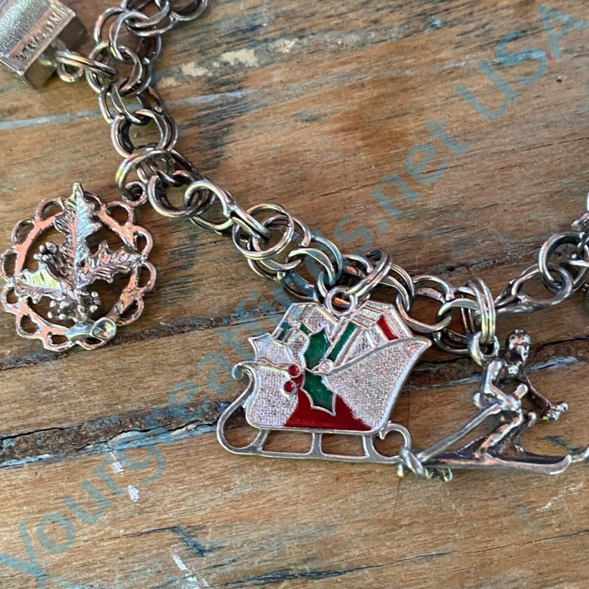 Vintage Sterling Silver Charm Bracelet with 10 Unique Charms - Perfect for Gifts, Collecting & Everyday Wear