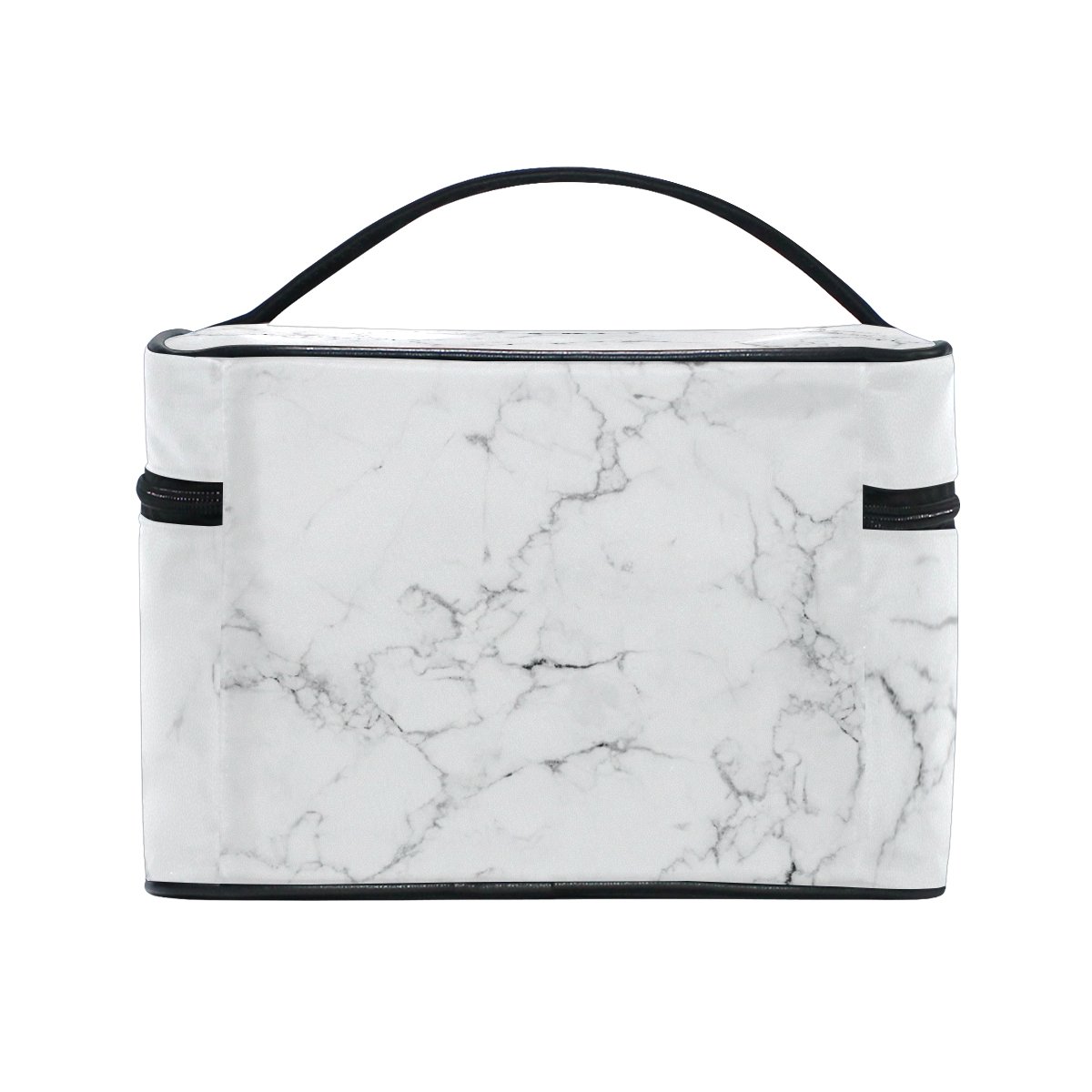 White Marble Cosmetic Bag for Women - Travel Makeup Train Case & Storage Organizer | Perfect for Travel, Gym, and Daily Beauty Essentials