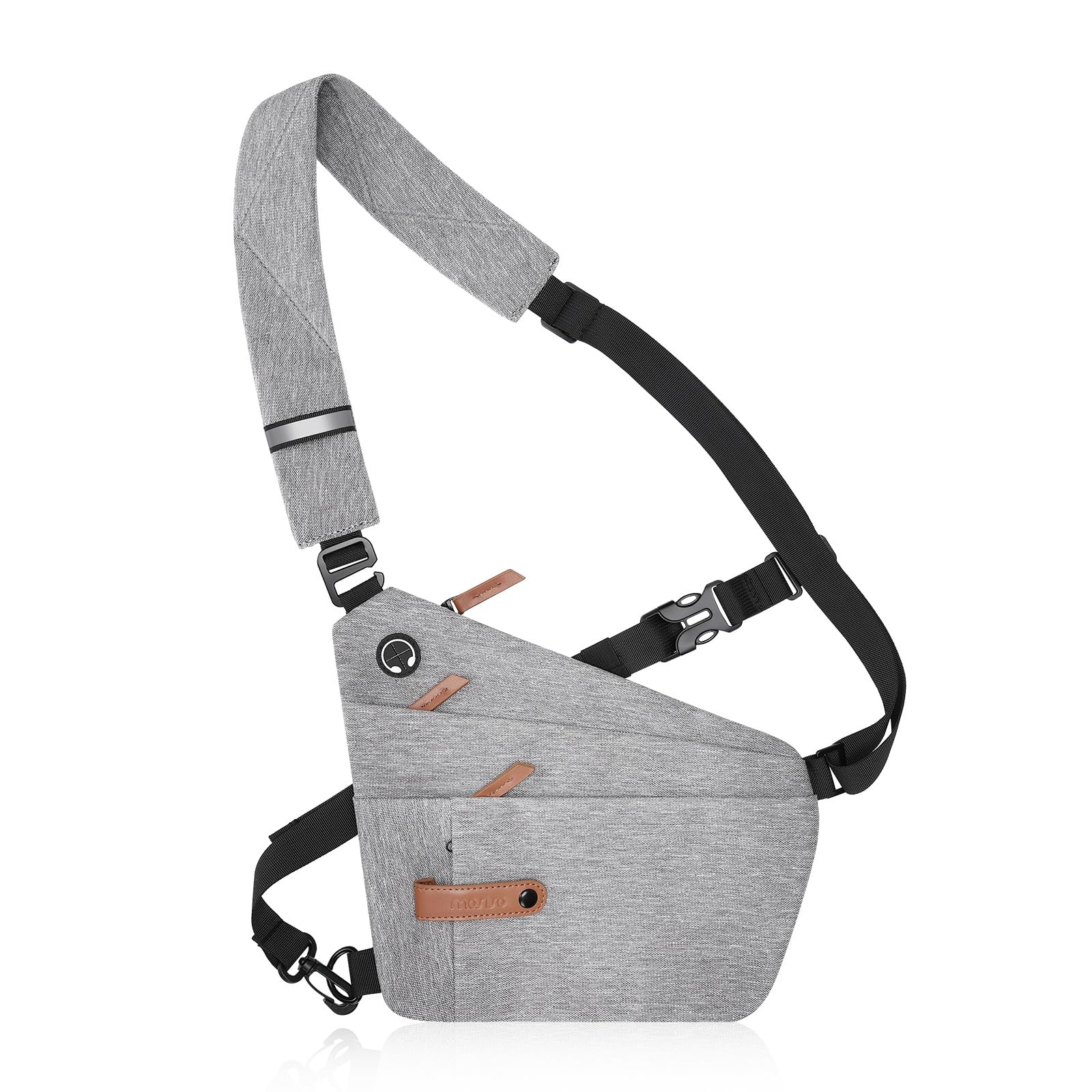 MOSISO Anti-Theft Sling Bag for Men & Women - Lightweight Crossbody Chest Shoulder Bag with Multiple Pockets - Perfect for Outdoor Hiking, Travel & Everyday Use - Gray
