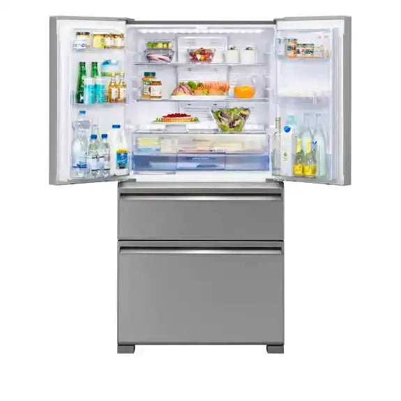 Mitsubishi Electric 564L French Door Refrigerator in Argent Silver - Energy Efficient Large Capacity Fridge for Modern Kitchens & Open Floor Plans