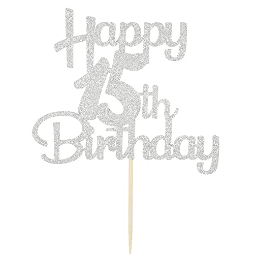 15th Cake Topper - Silver Glitter