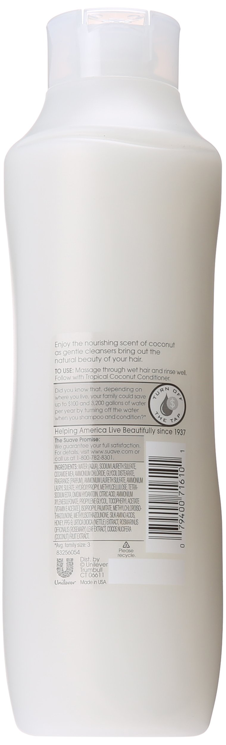Suave Naturals Tropical Coconut Shampoo - 22.5 oz for Soft, Hydrated Hair | Daily Moisturizing Shampoo with Coconut Oil for Dry, Damaged Hair | Perfect for Home, Travel & Gym Use