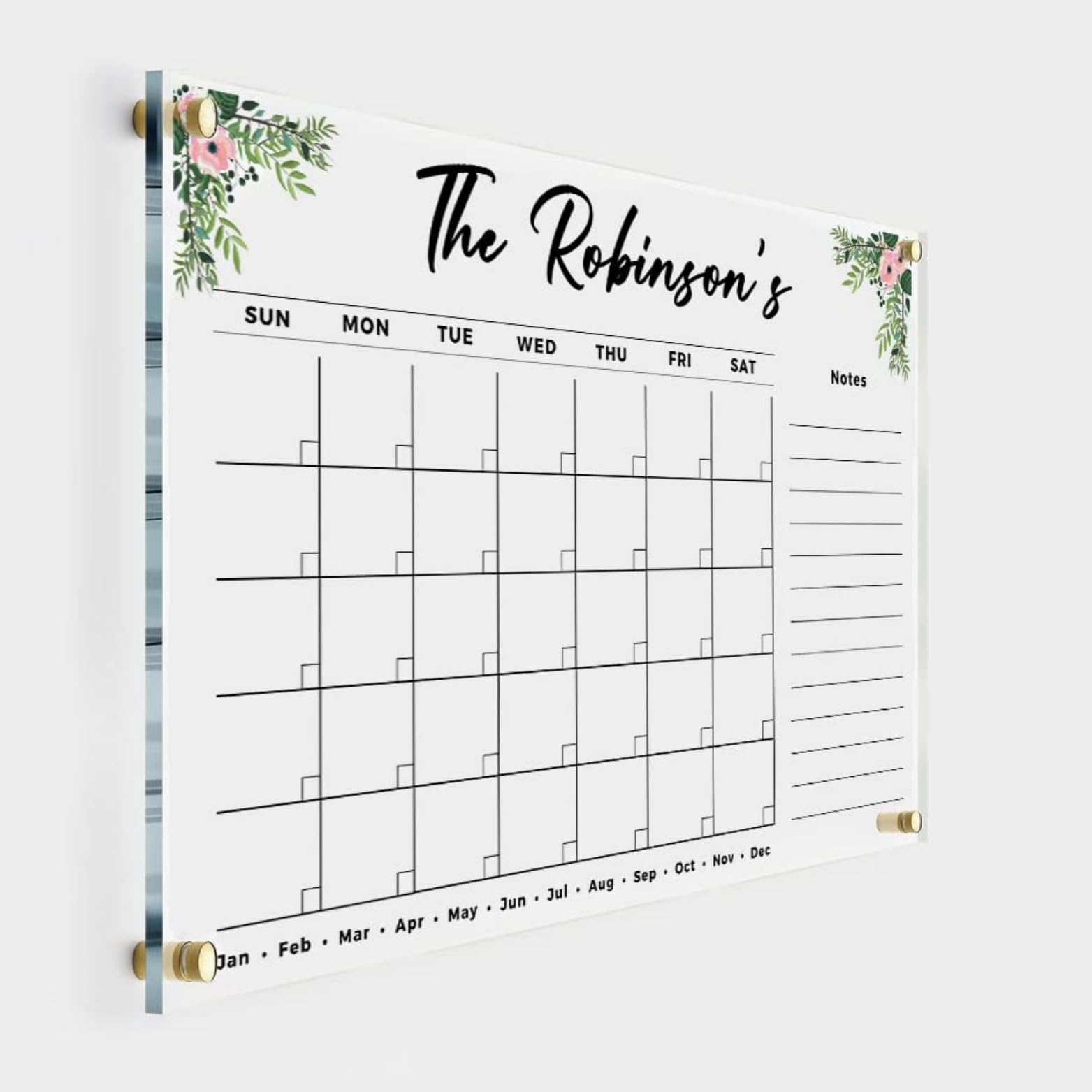 2025 Personalized Acrylic Floral Wall Calendar - Family Planner with Marker, Monthly & Weekly Note Board | Perfect for Home, Office & Gift Giving