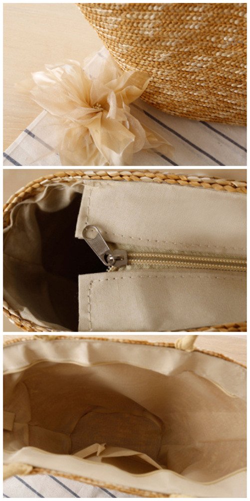 TONWHAR® Woven Straw Beach Bag - Pastoral Style with Silk Flower Decor | Perfect for Summer Vacations, Pool Parties & Boho Fashion Accessories