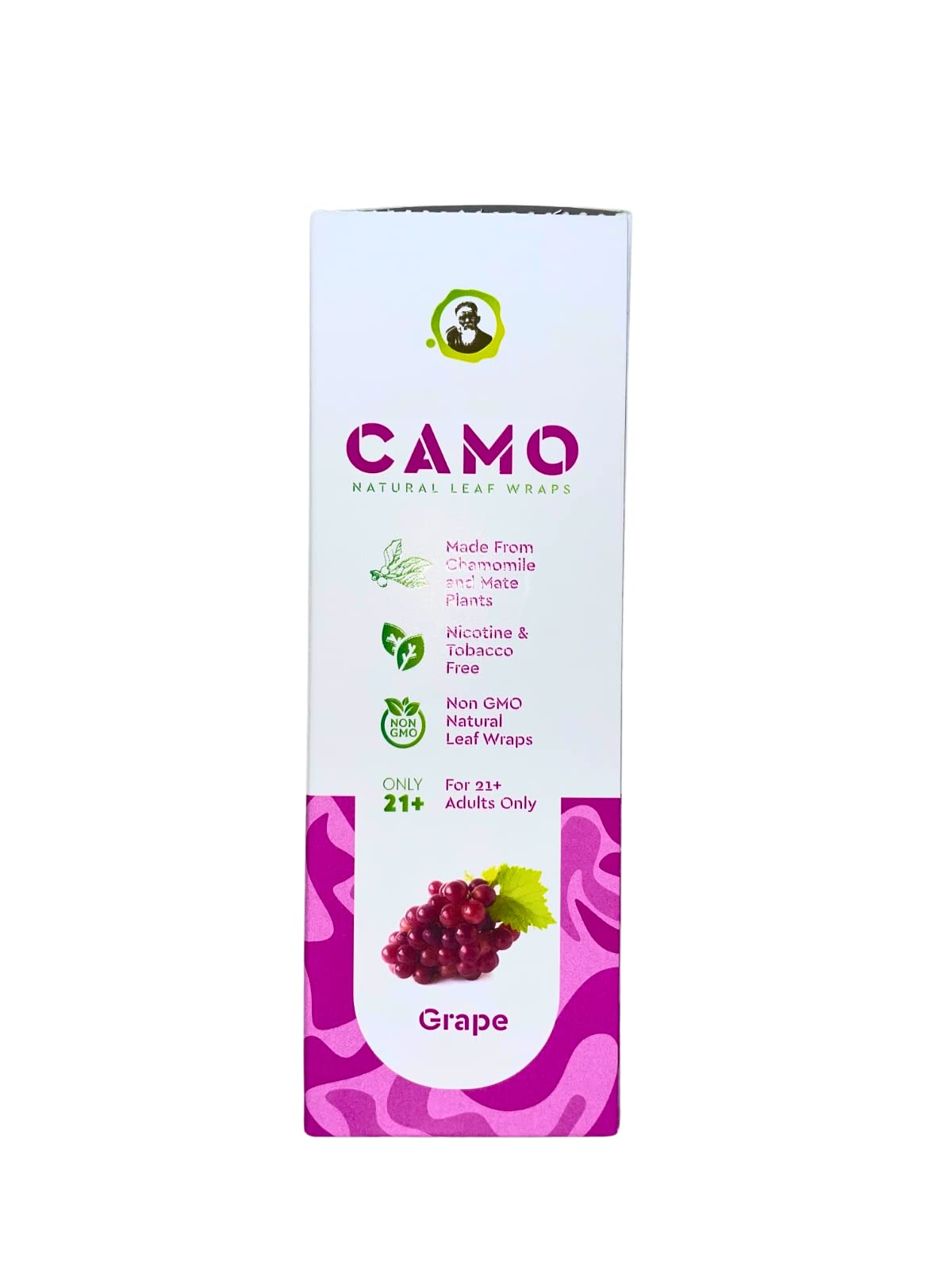 Natural Afghan Hemp Leaf Wraps - Camo Design - Sealed Box with 125 Wraps (25x5) - Grape Flavor - Perfect for Rolling Tobacco or Herbal Blends