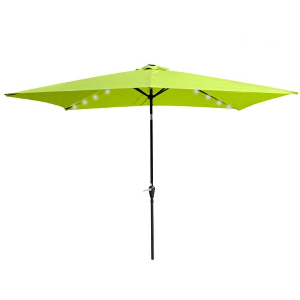 HGCY 10 x 6.5ft Rectangular Solar LED Patio Umbrella with Tilt and Crank - Outdoor Market Deck Umbrella Shade for Garden, Backyard, Pool, Swimming Pool, Beach, and Camping