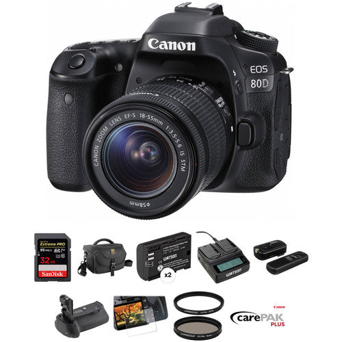 Canon EOS 80D DSLR Camera with 18-55mm Lens Kit - Professional Digital SLR Camera for Photography & Videography - Perfect for Travel, Portraits, and Vlogging