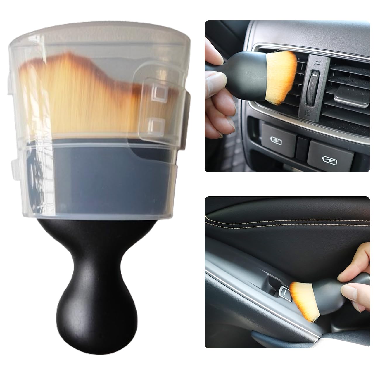Premium Car Interior Detailing Brush - Soft Bristle Dashboard Cleaner for Leather, Vents & Keyboards | Multi-Purpose Dusting Tool for Cars, Computers & Electronics (Yellow) | Perfect for Auto Detailing, Office Cleaning & Home Maintenance