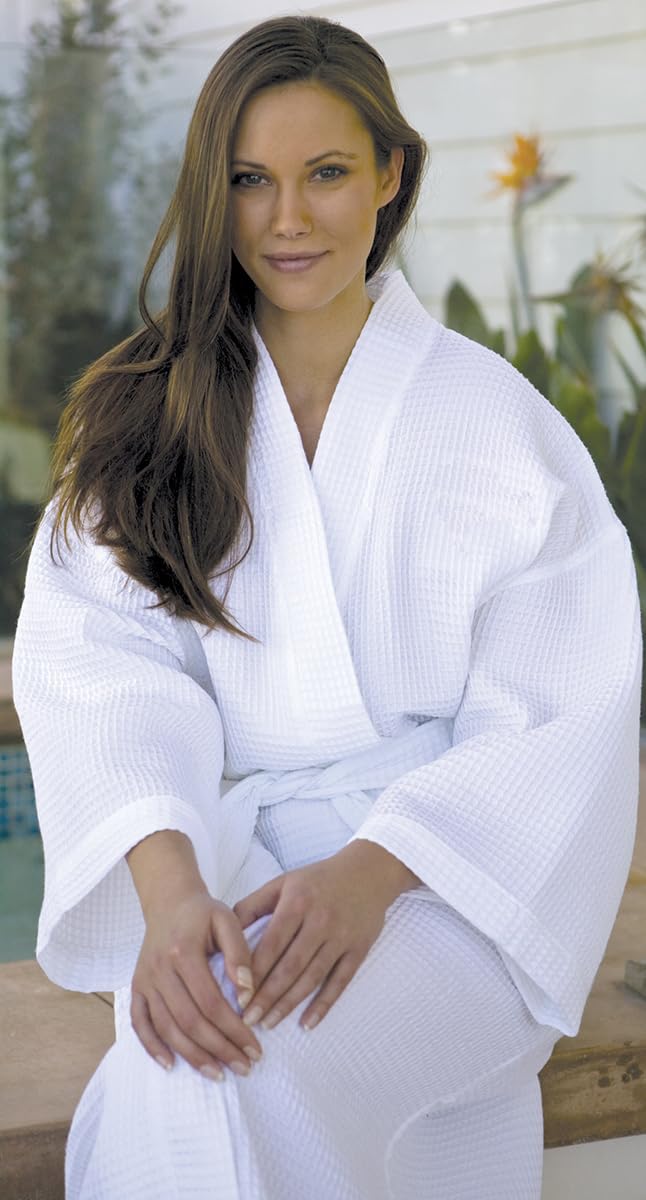 Unisex Waffle Kimono Spa Robe - Lightweight & Breathable Cotton Bathrobe for Men & Women with Pockets | Perfect for Spa, Hotel, Home Relaxation & Gifts