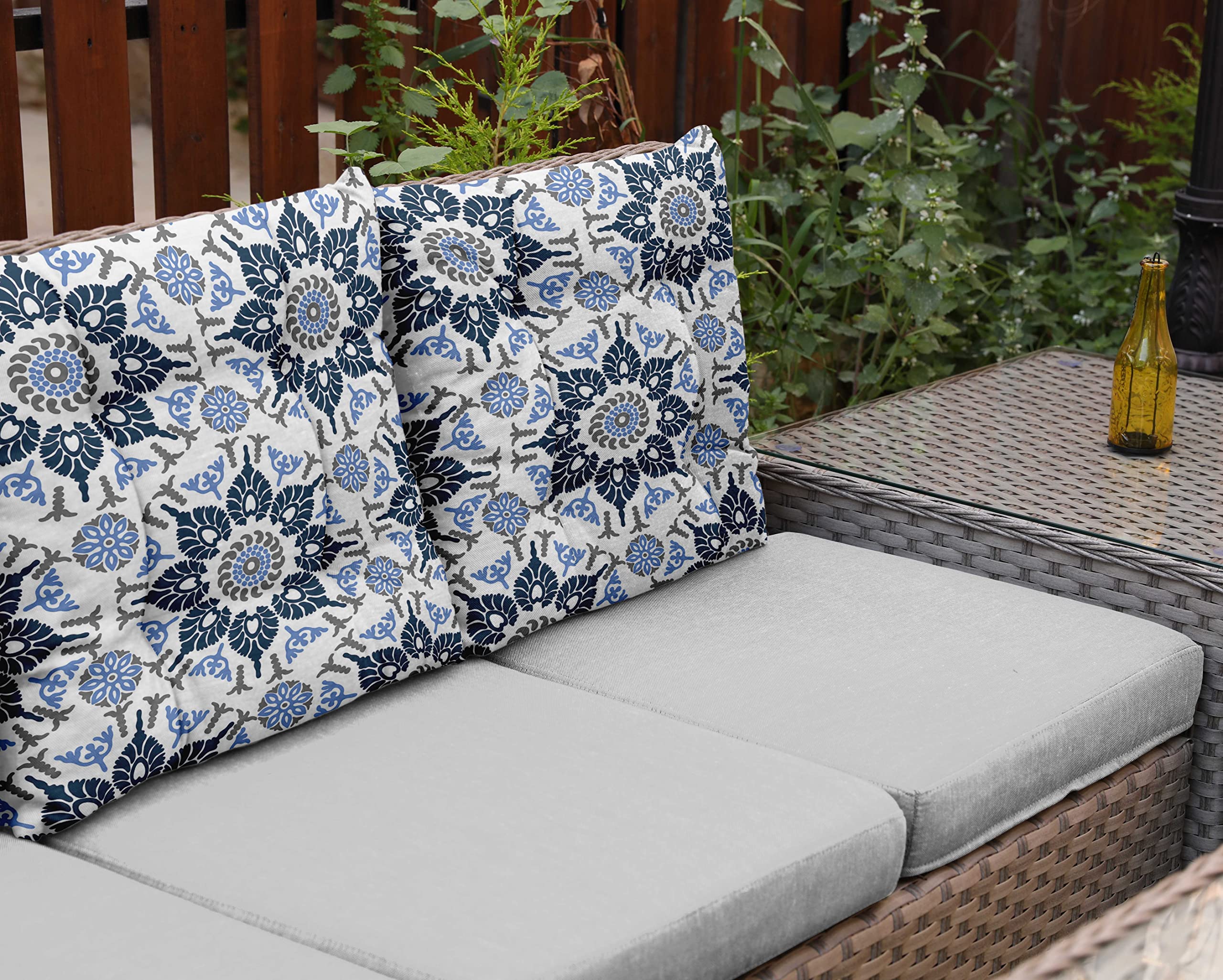 Premium Water-Resistant Indoor/Outdoor Tufted Square Patio Cushion Set of 2 - 19