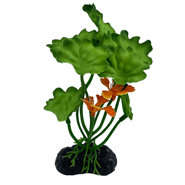 Premium Green & Orange Lotus Silk Betta Fish Plants (4 Pack) - Natural Aquarium Decor for Betta Fish Tanks, Enhances Fish Habitat & Reduces Stress