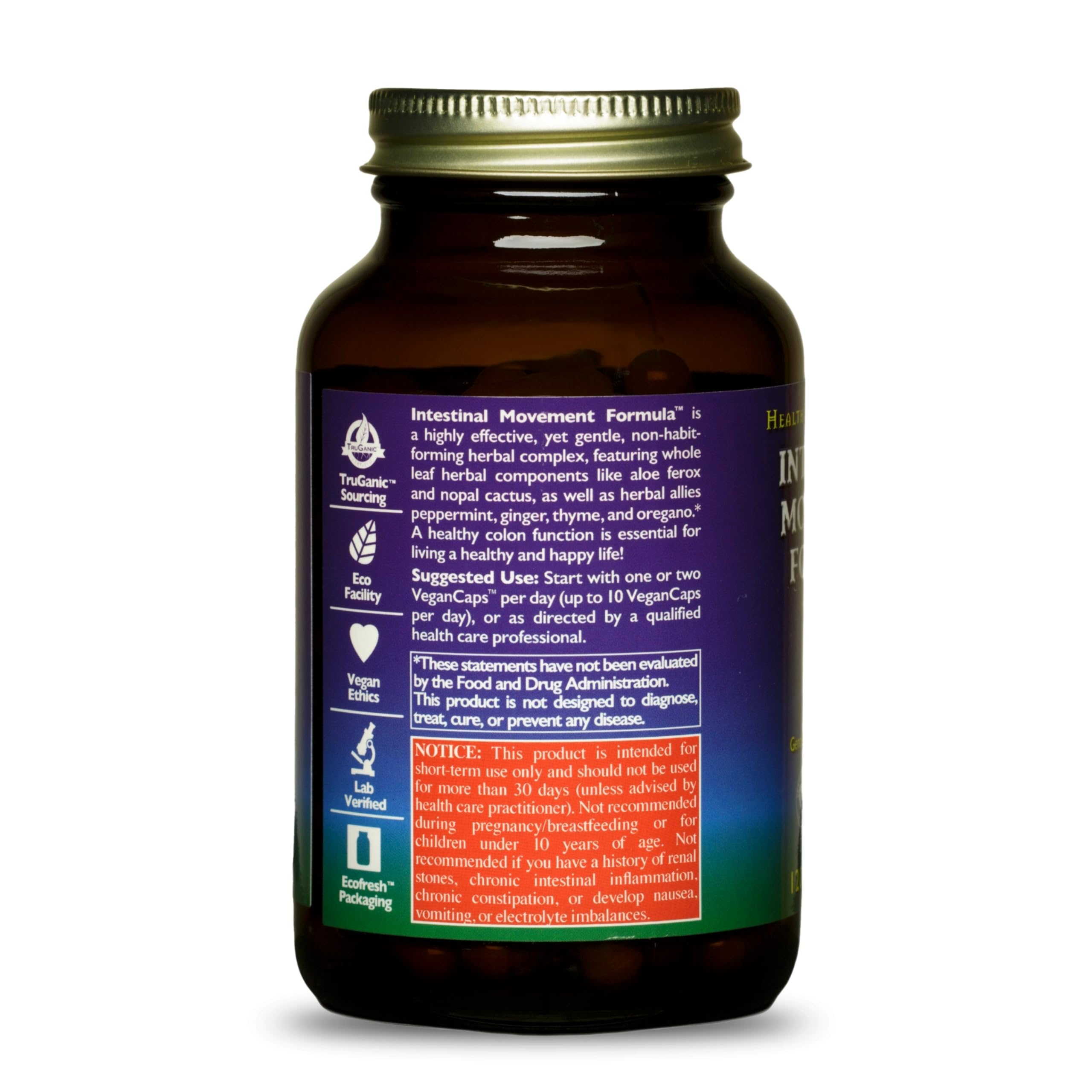 HealthForce SuperFoods Intestinal Movement Formula - Natural Laxative for Bowel Regularity & Constipation Relief - Vegan Digestion Supplement (120 Capsules, Pack of 3) - Supports Gut Health for Active Lifestyles & Travel