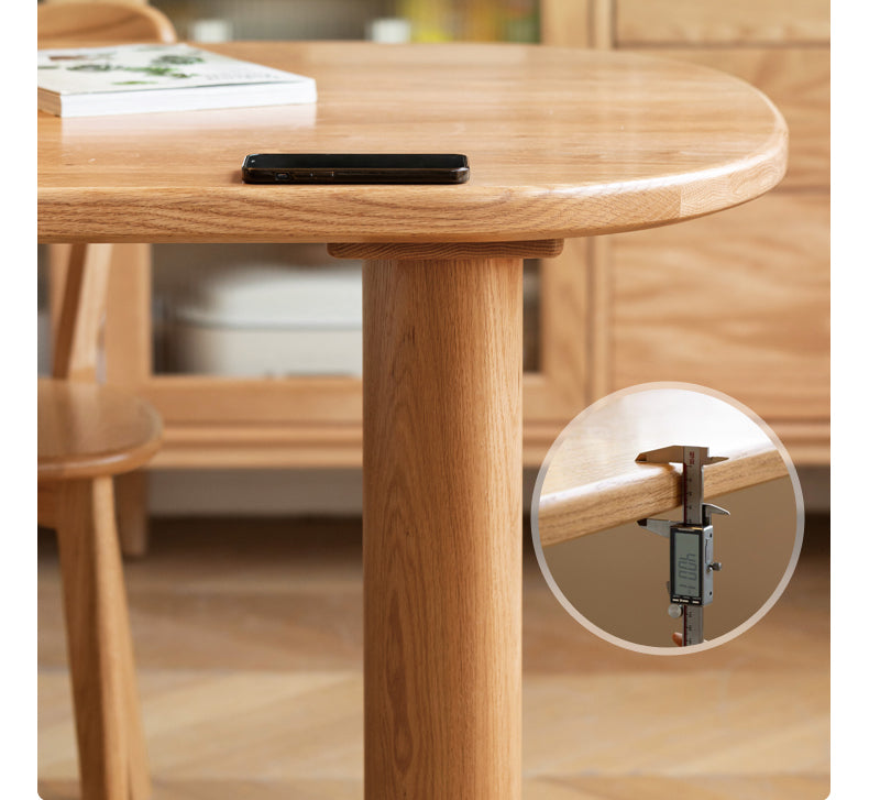 Solid Oak Wood Round Corner Long Dining Table - Rustic Farmhouse Style for Family Gatherings & Dinner Parties
