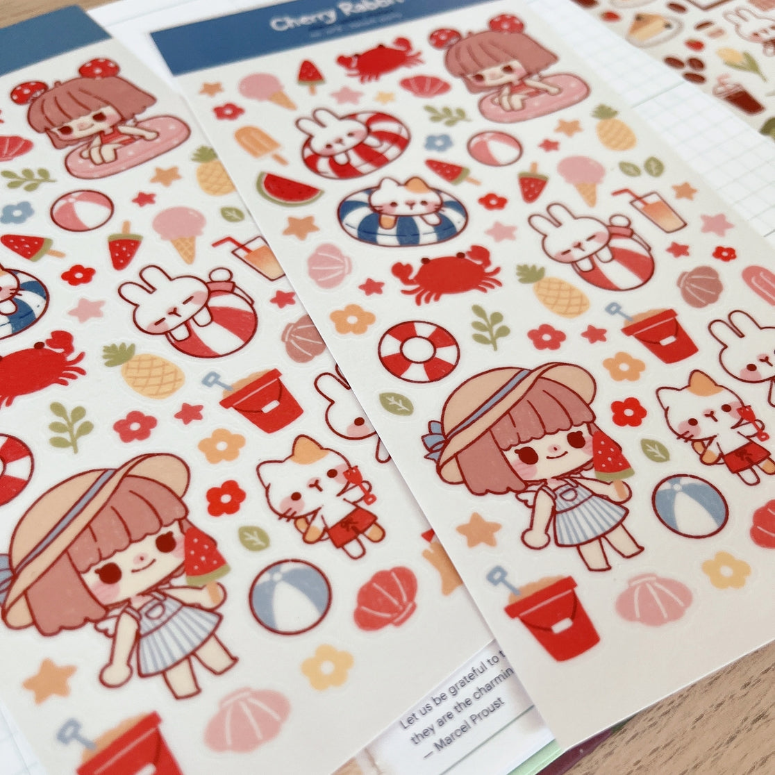 Beach Party Sticker Sheet - Waterproof Vinyl Decals for Summer, Vacations & Scrapbooking - Perfect for Laptops, Water Bottles, Journals & DIY Crafts