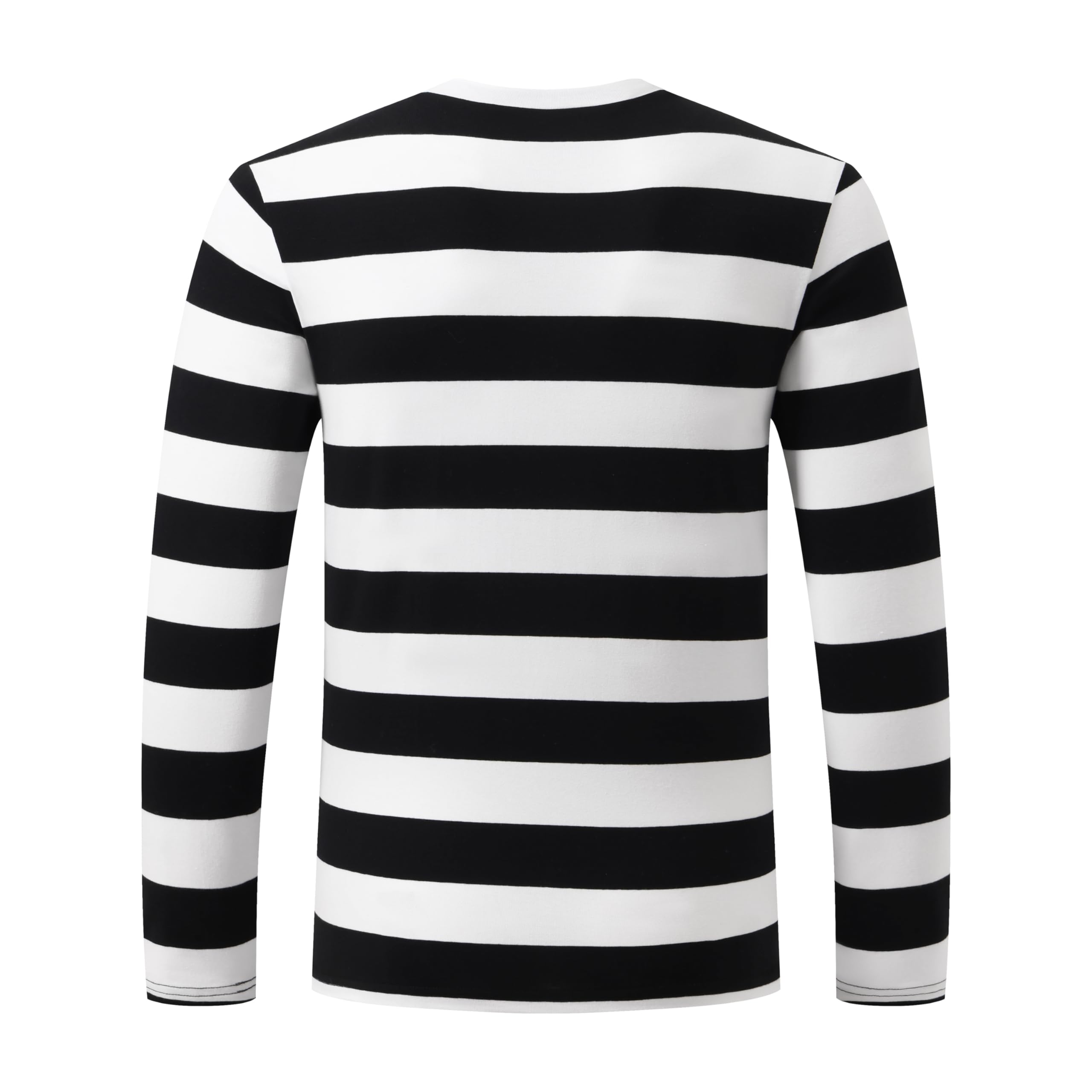 Men's Classic Long Sleeve Striped Crewneck T-Shirt - Casual Comfort Fit Cotton Shirt for Everyday Wear, Work & Outdoor Activities