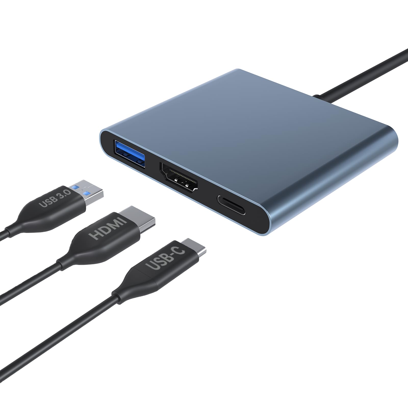 MMOBIEL USB C to HDMI Hub Adapter with 4K HDMI, USB 3.0 Port & PD Charging - Compatible with MacBook Pro, iPhone 16/15, Samsung Galaxy S24/S23/S22 - Grey Aluminum for Home Office, Presentations & Entertainment