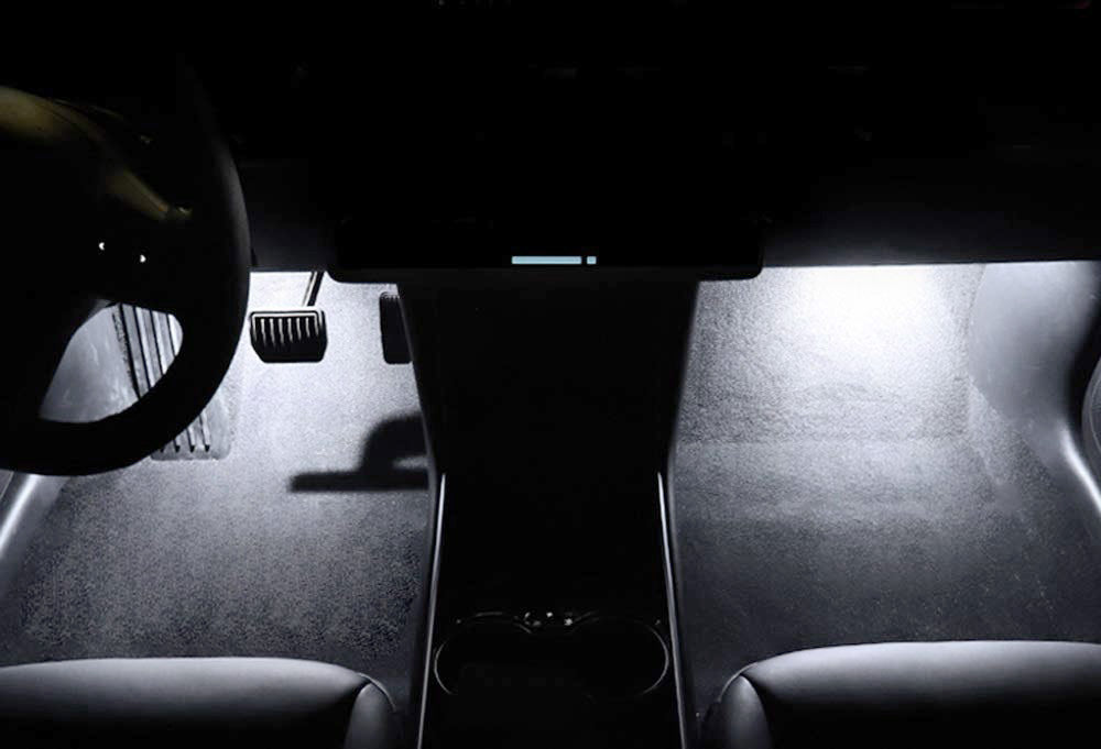 4-Piece Universal Fit White LED Interior Ambient Lighting Kit for Car Dashboard - Enhance Your Vehicle's Interior with Customizable Lighting for Night Driving and Mood Setting